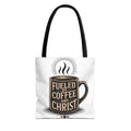 Christian Coffee Tote Bag - "Fueled by Coffee and Christ" Canvas Grocery & Church Bag