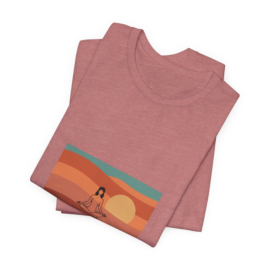 God's Creation Sunset Yoga T-Shirt — Retro Minimalist Spiritual Tee