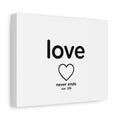 Canvas Wall Art — "love" Heart with "never ends cor. 129" Minimalist Print
