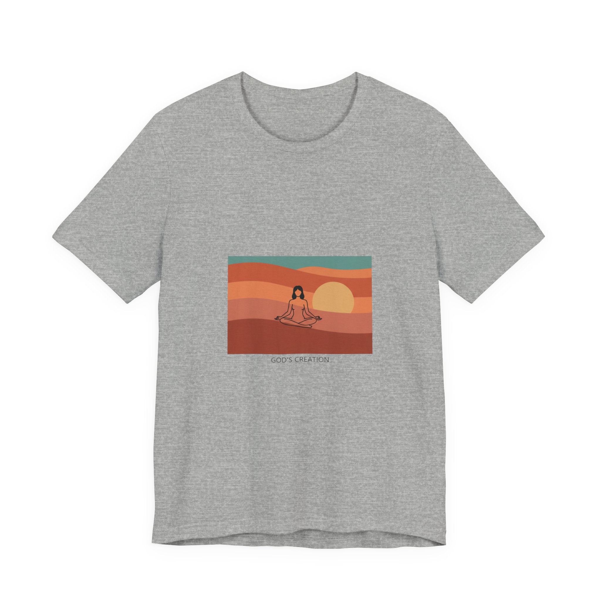 God's Creation Sunset Yoga T-Shirt — Retro Minimalist Spiritual Tee