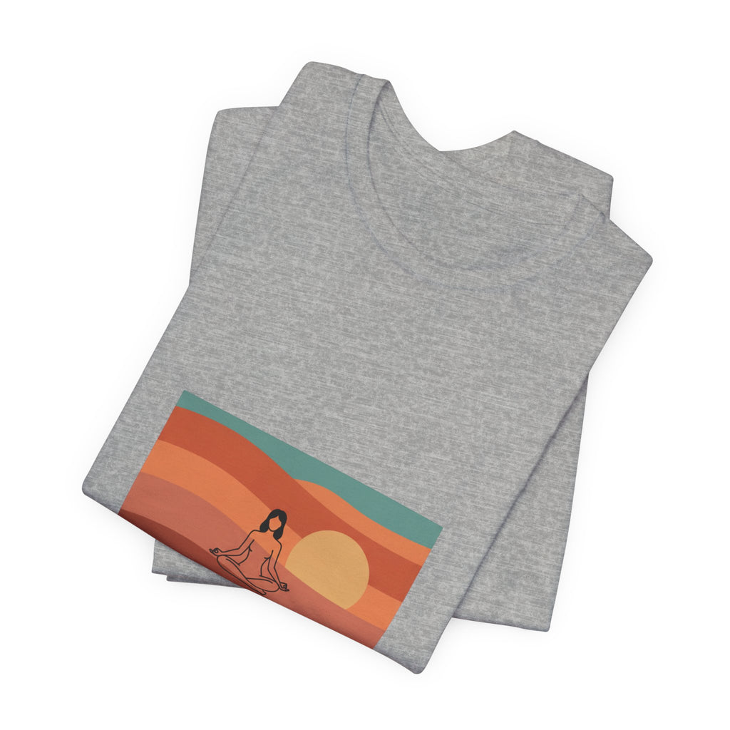 God's Creation Sunset Yoga T-Shirt — Retro Minimalist Spiritual Tee