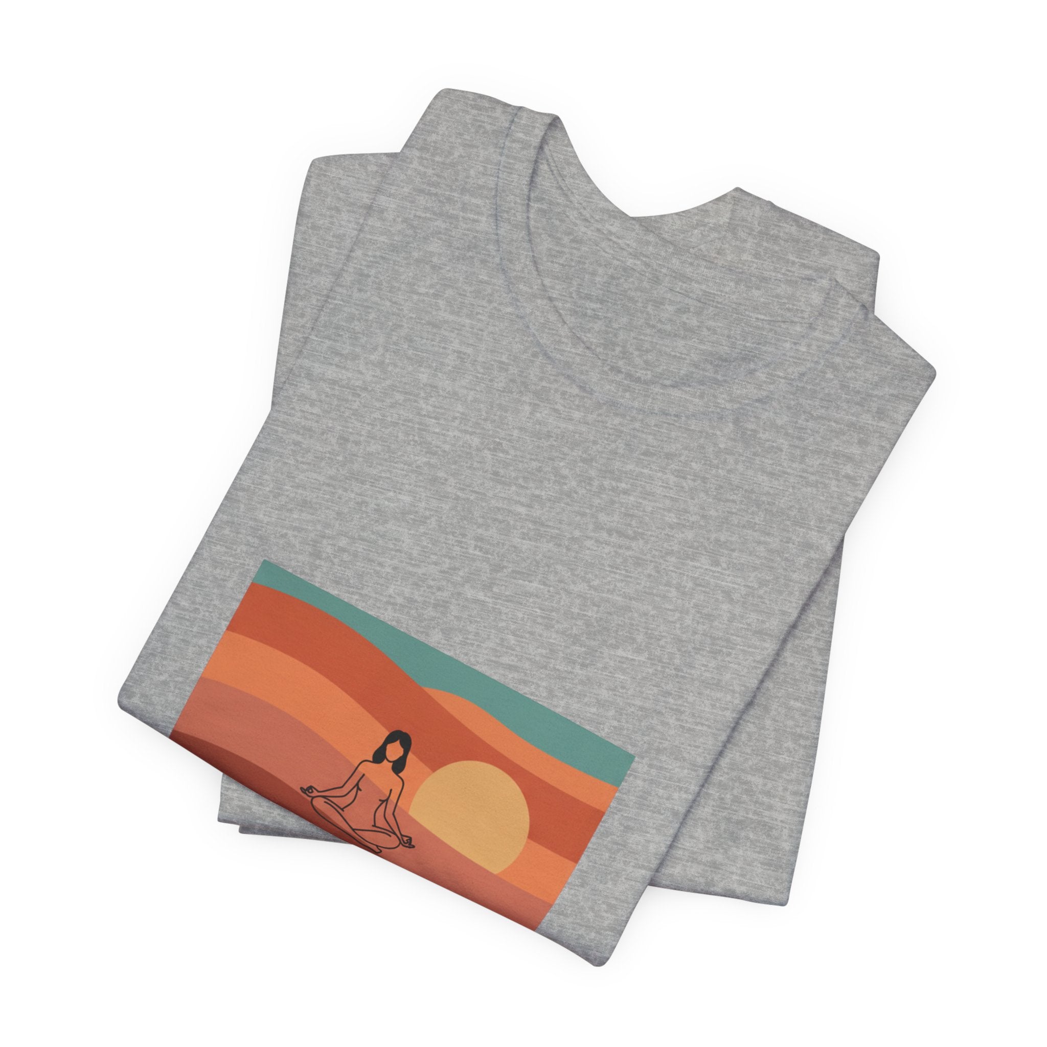 God's Creation Sunset Yoga T-Shirt — Retro Minimalist Spiritual Tee