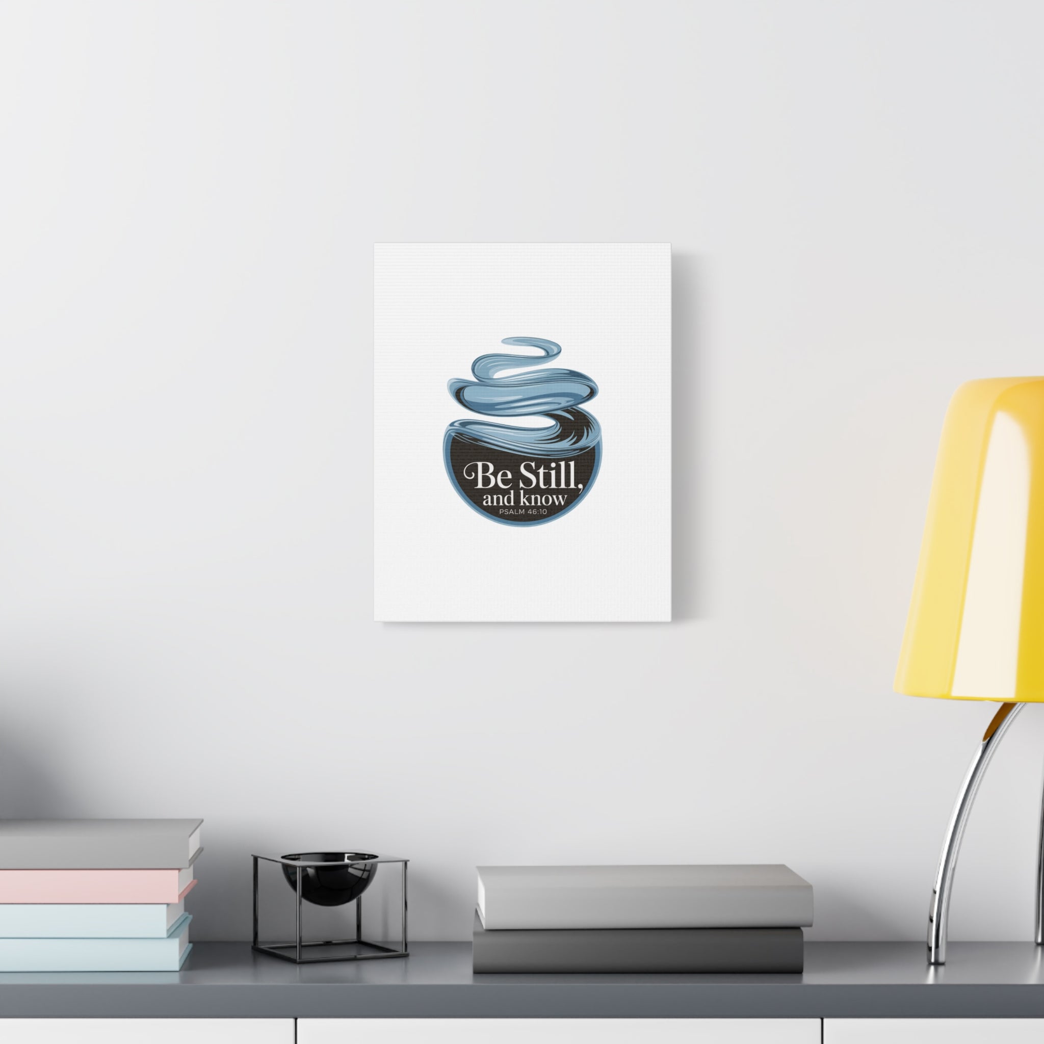 Be Still & Know Canvas Wall Art — Minimal Heart Quote Stretched Matte Canvas