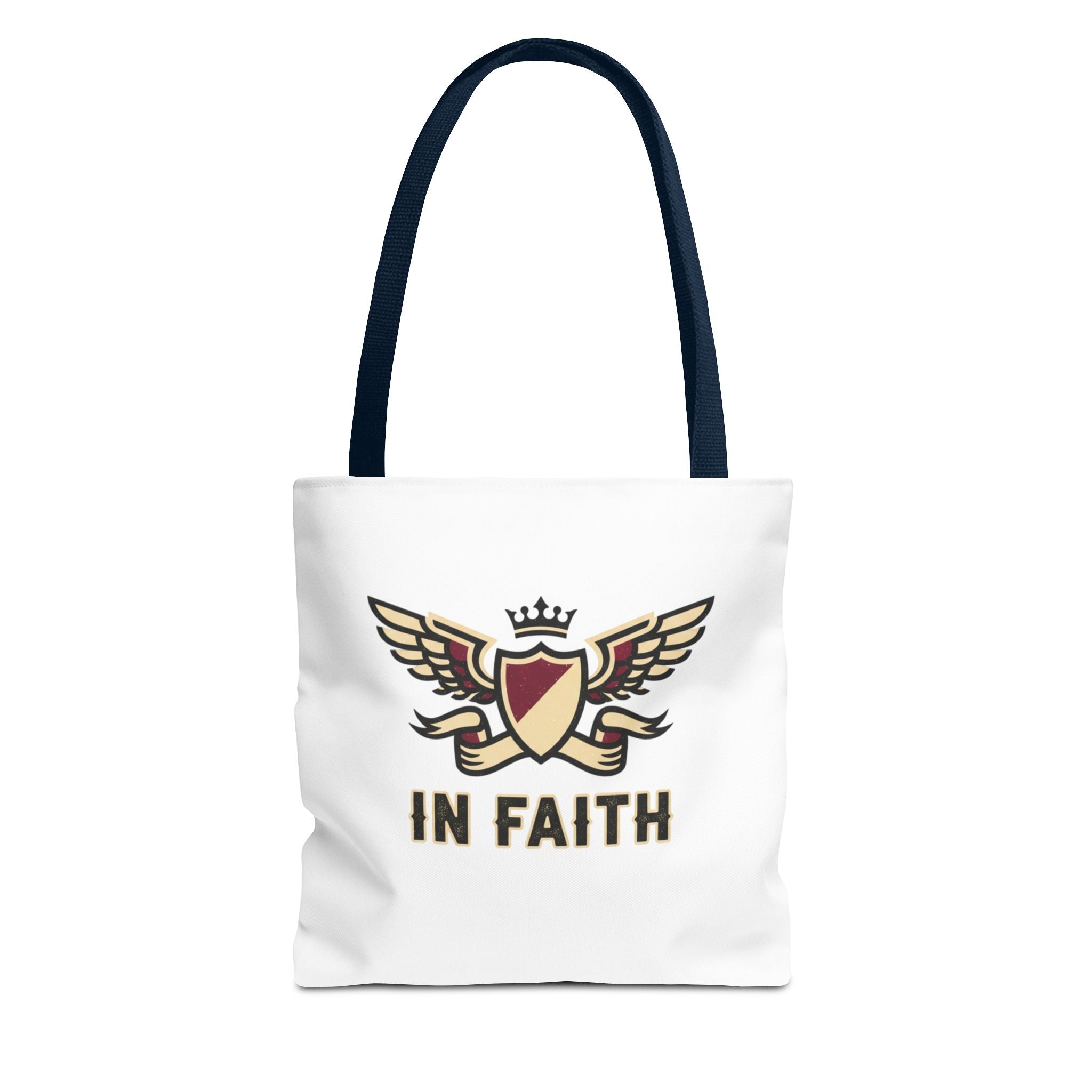 Faith Crest Tote Bag — "In Faith" Winged Shield Everyday Carry