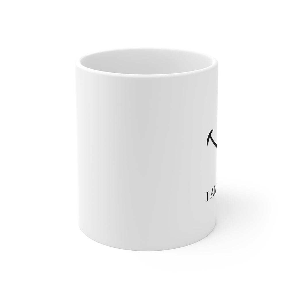 I Am Who I Am Scripture Mug — 11oz White Ceramic Faith Coffee Cup