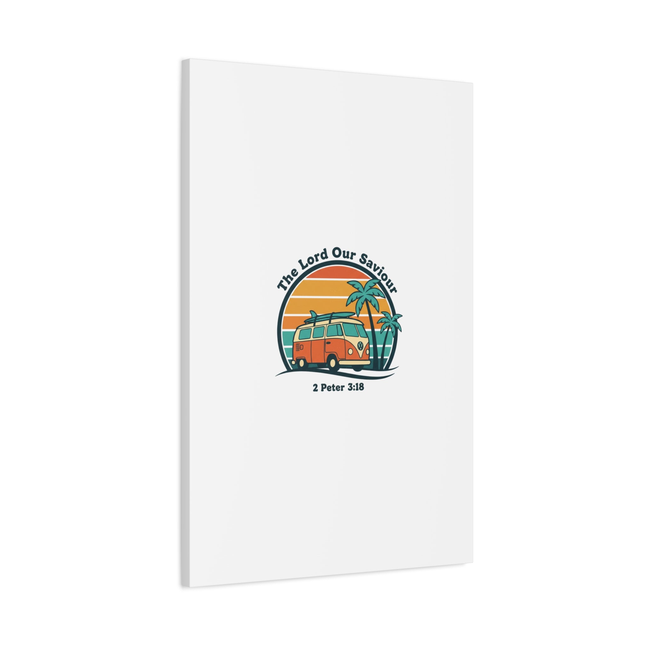 The Lord our Saviour, Retro Surf Sunset Canvas | 70s Van Palm Postcard, Analog Sunshine Aesthetic