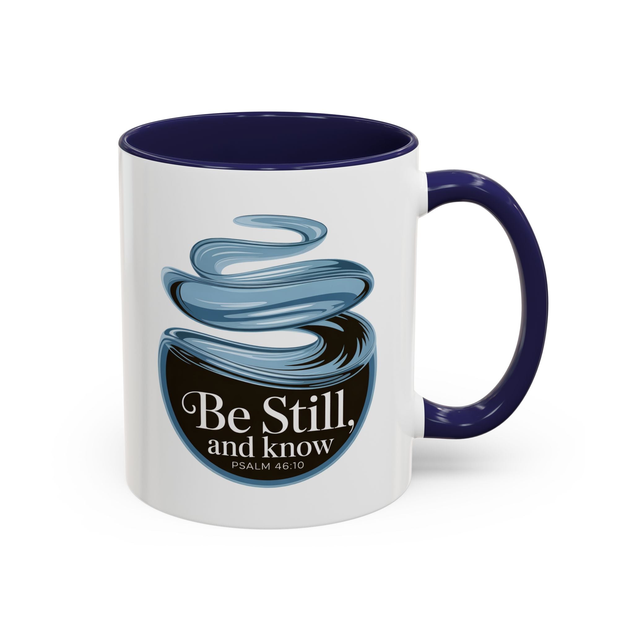 Be Still and Know Accent Coffee Mug — Minimalist Inspirational Psalm Mug (11/15oz)