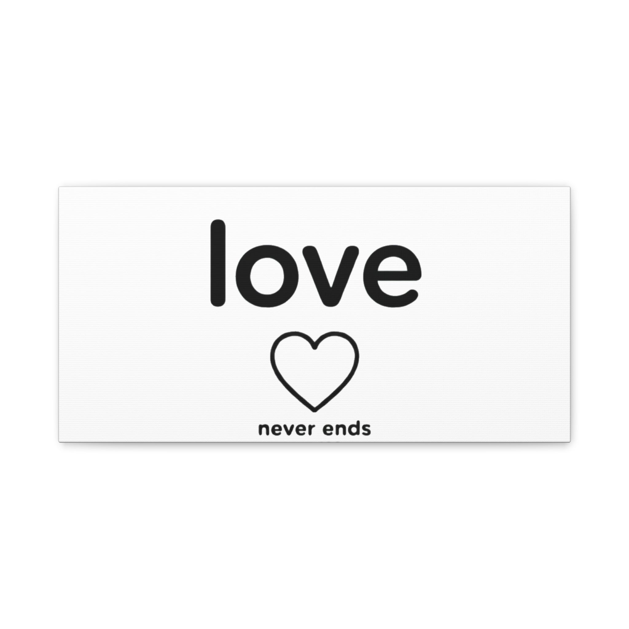 Canvas Wall Art — "love" Heart with "never ends cor. 129" Minimalist Print