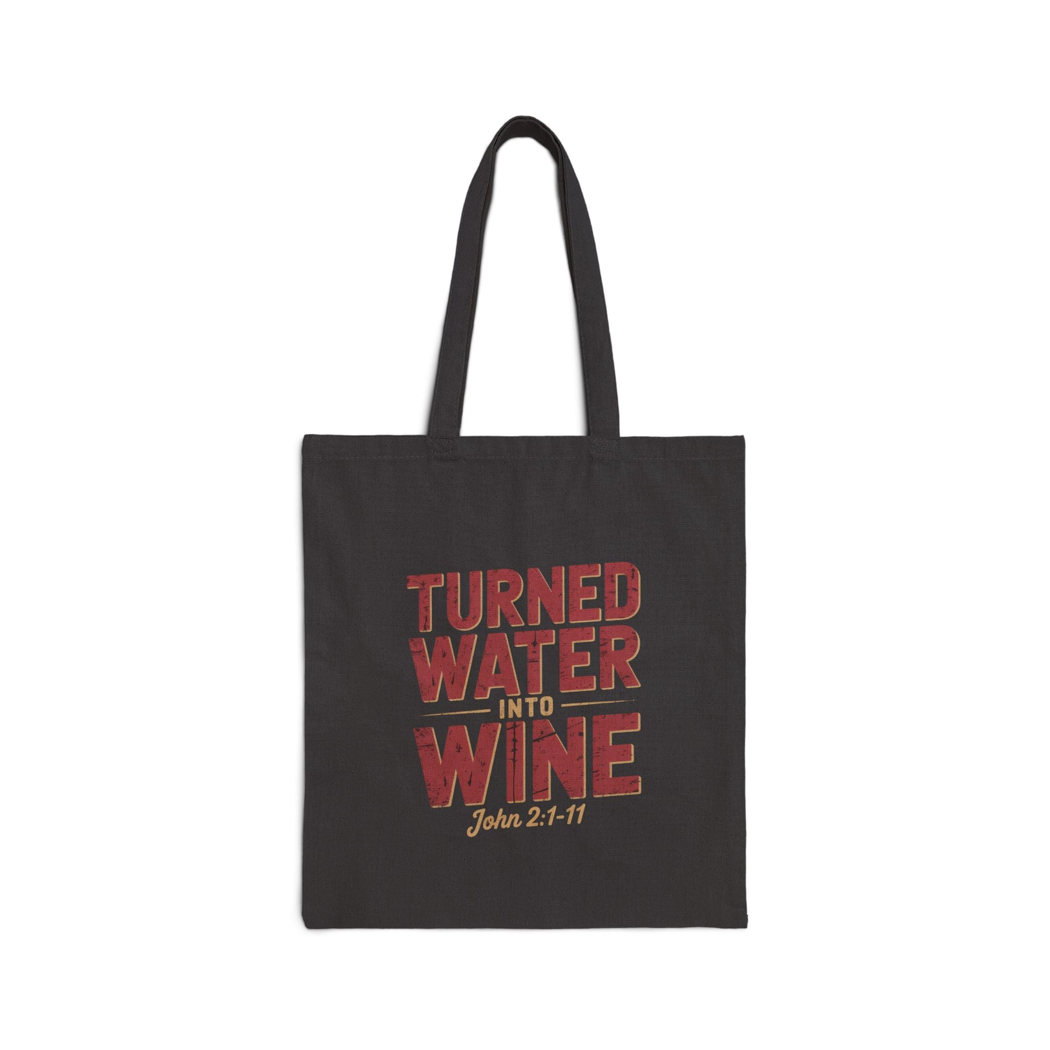He Turned Water Into Wine Cotton Canvas Tote Bag — Scripture Quote Tote