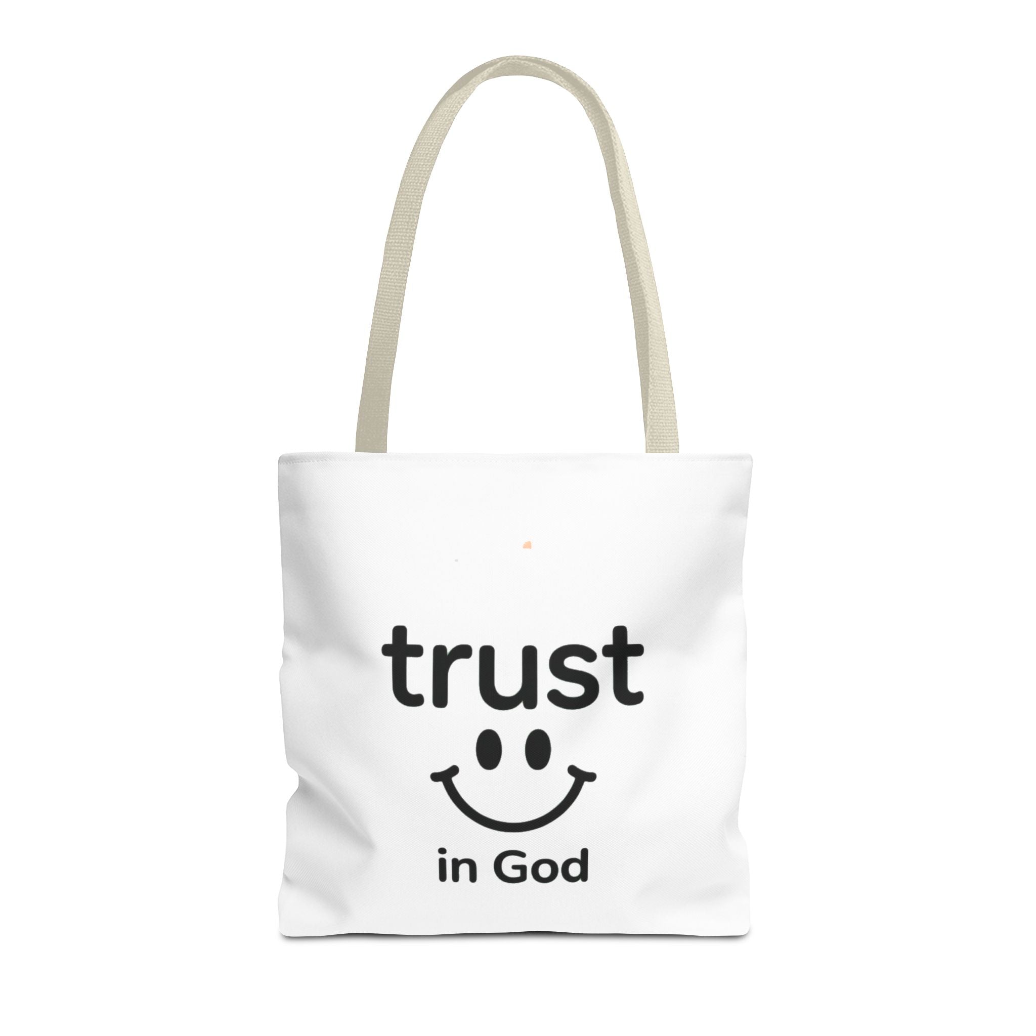 Faith Smile Tote Bag — "Trust in God" Inspirational Canvas Tote
