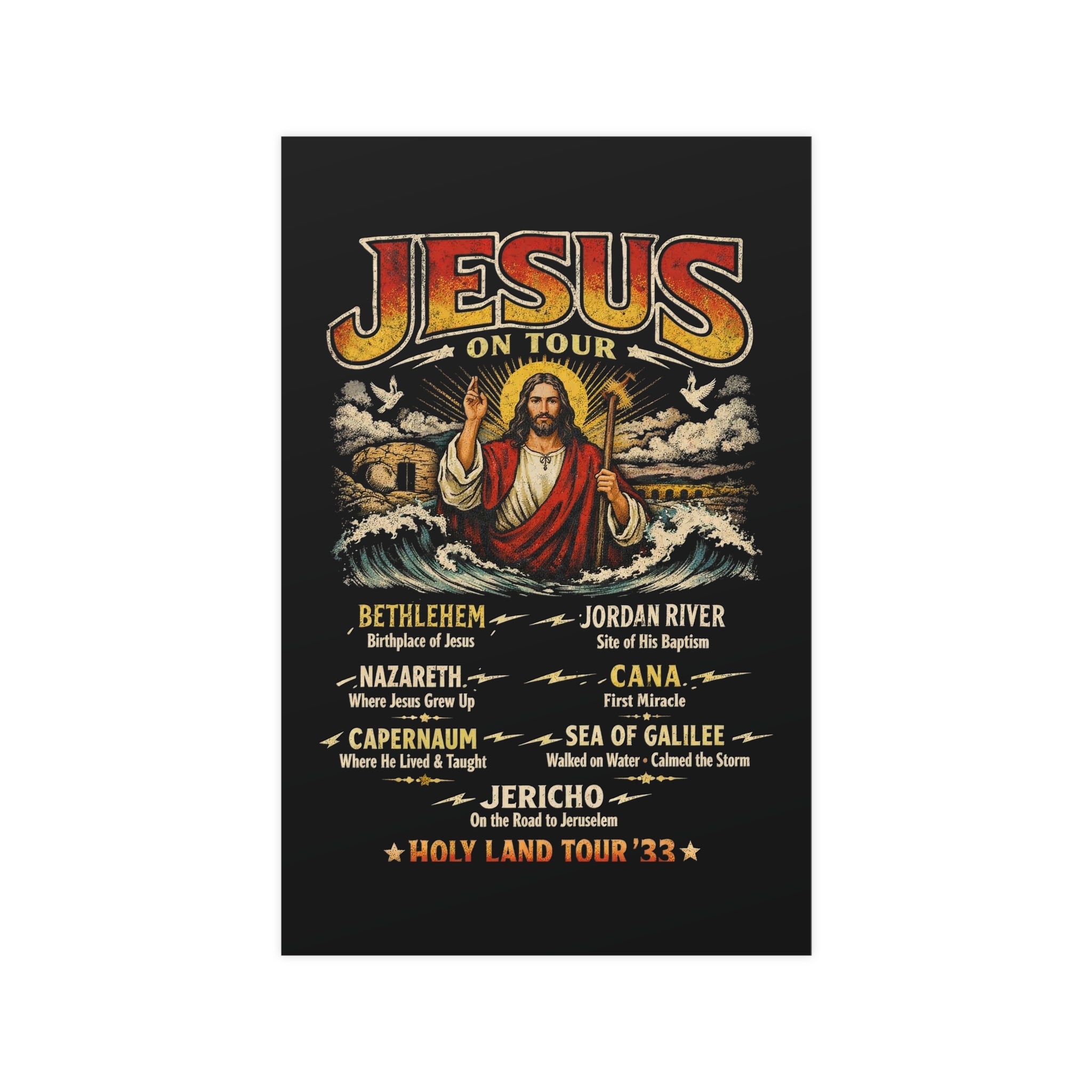 Jesus on Tour Matte Poster — Christian Map Tour Art (Places Jesus Visited)