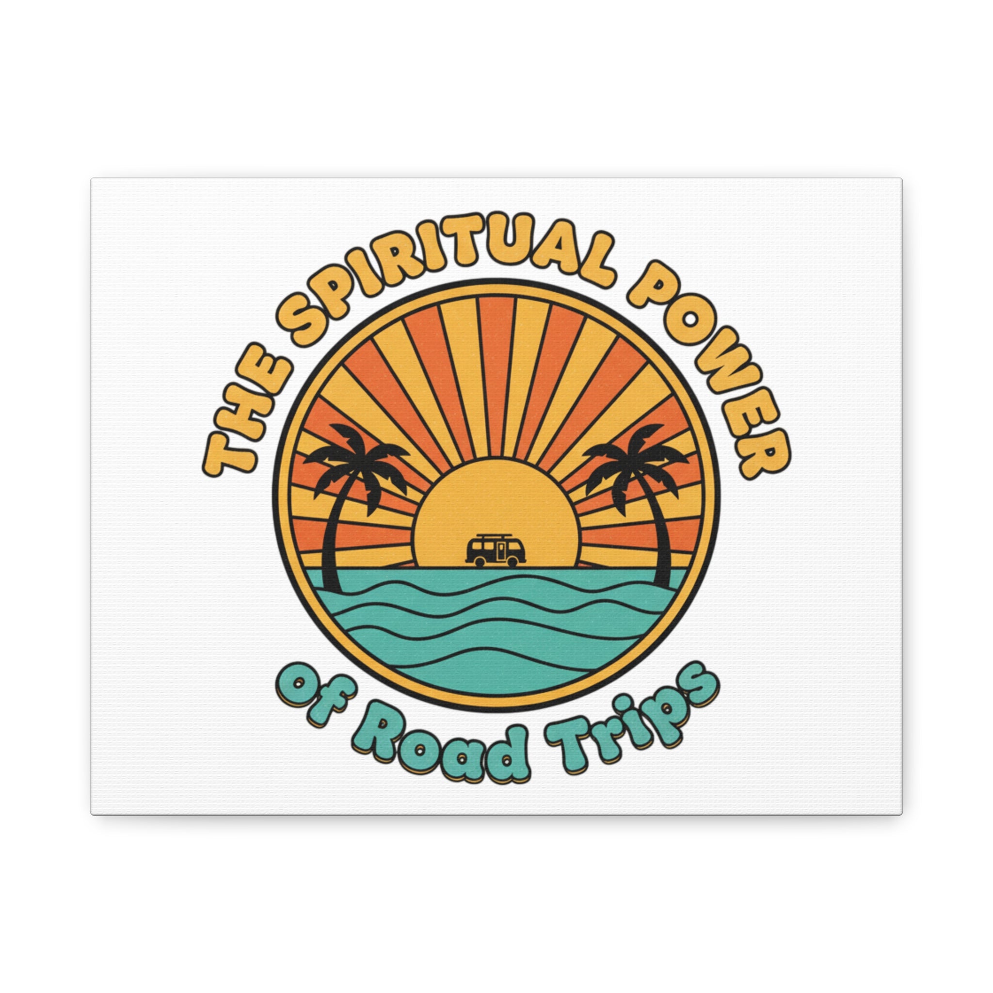 Spiritual Road Trips Canvas | 1970s Sunset Retro Palm Poster