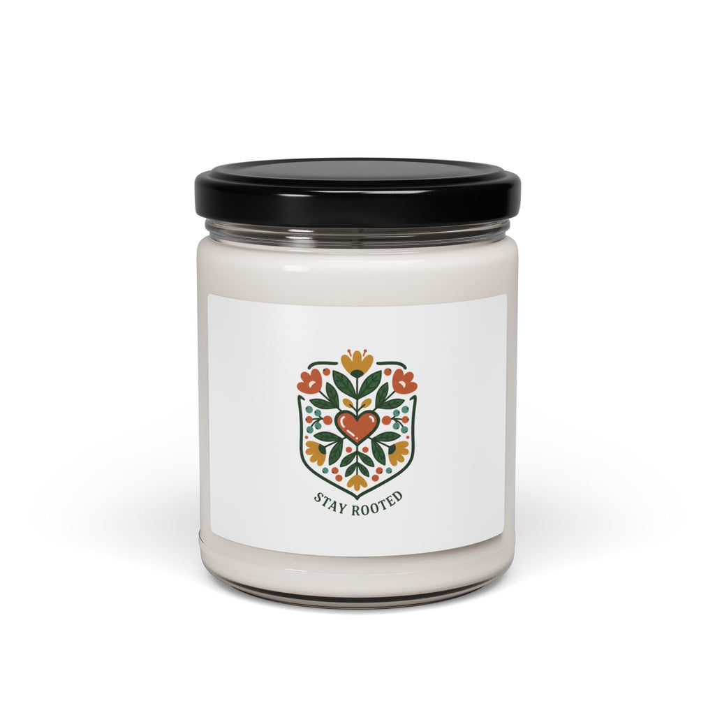 Hand-Drawn Folk Botanical Soy Candle | Stay Rooted 9oz