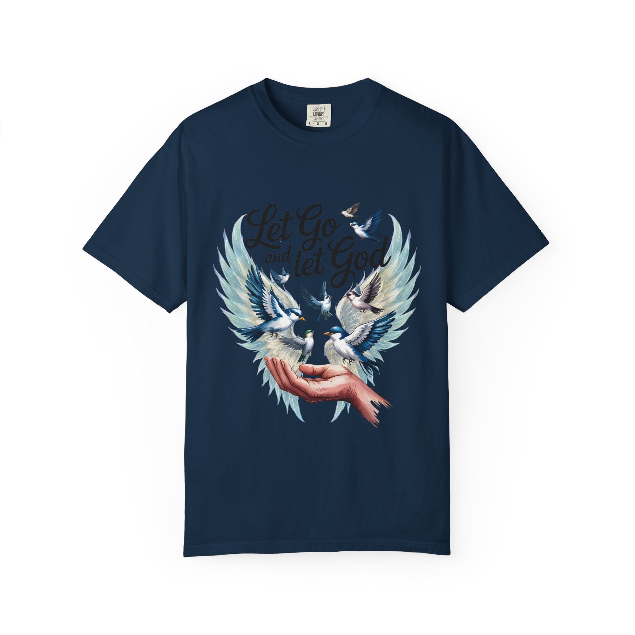 Angel Wings Graphic T-Shirt — Pastel Blue Feather Back Print