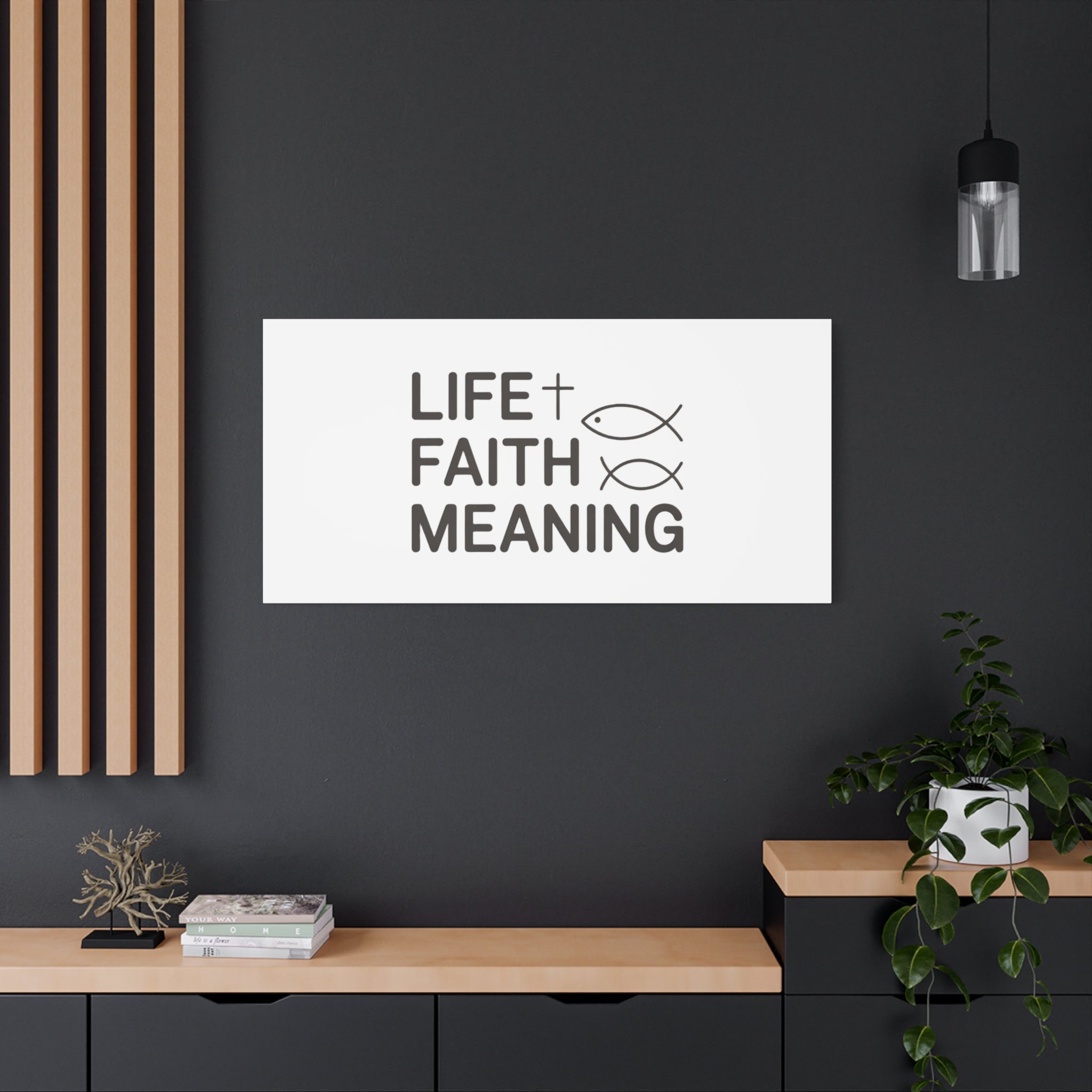Faith Wall Canvas - "Life + Faith = Meaning" Minimal Christian Art