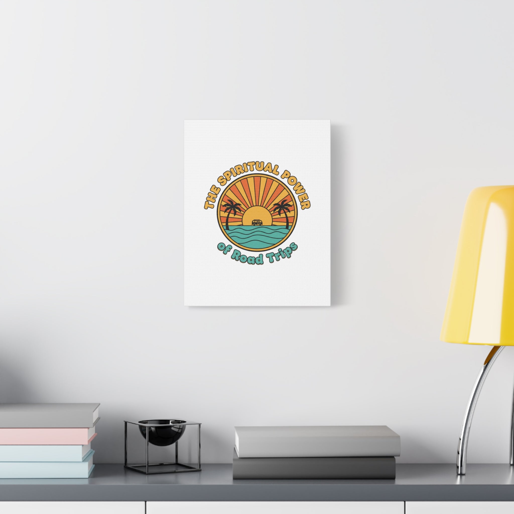 Spiritual Road Trips Canvas | 1970s Sunset Retro Palm Poster