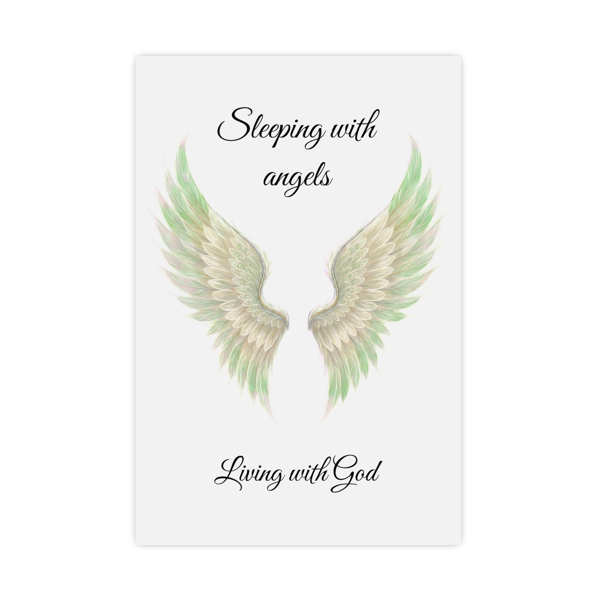 Sleeping with Angels Matte Poster — Dramatic Green Angel Wings Wall Art