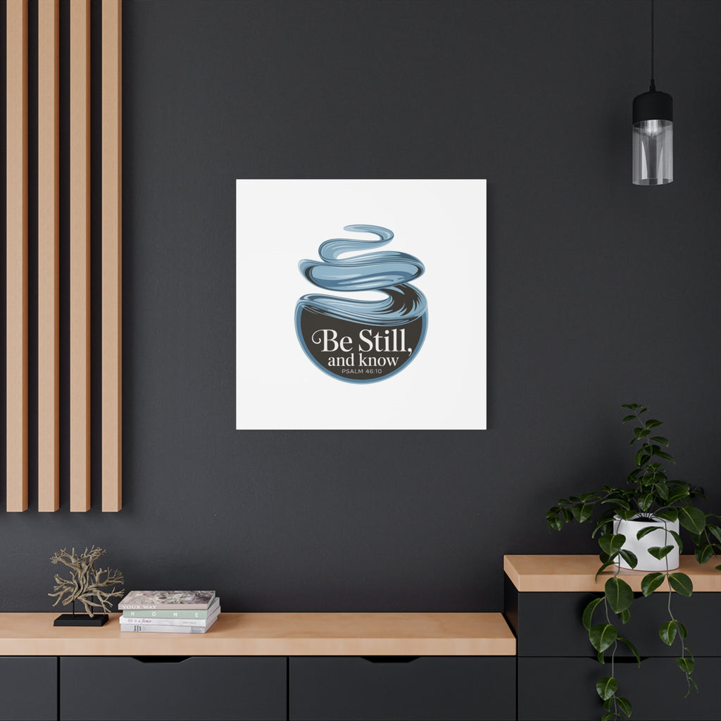 Be Still & Know Canvas Wall Art — Minimal Heart Quote Stretched Matte Canvas