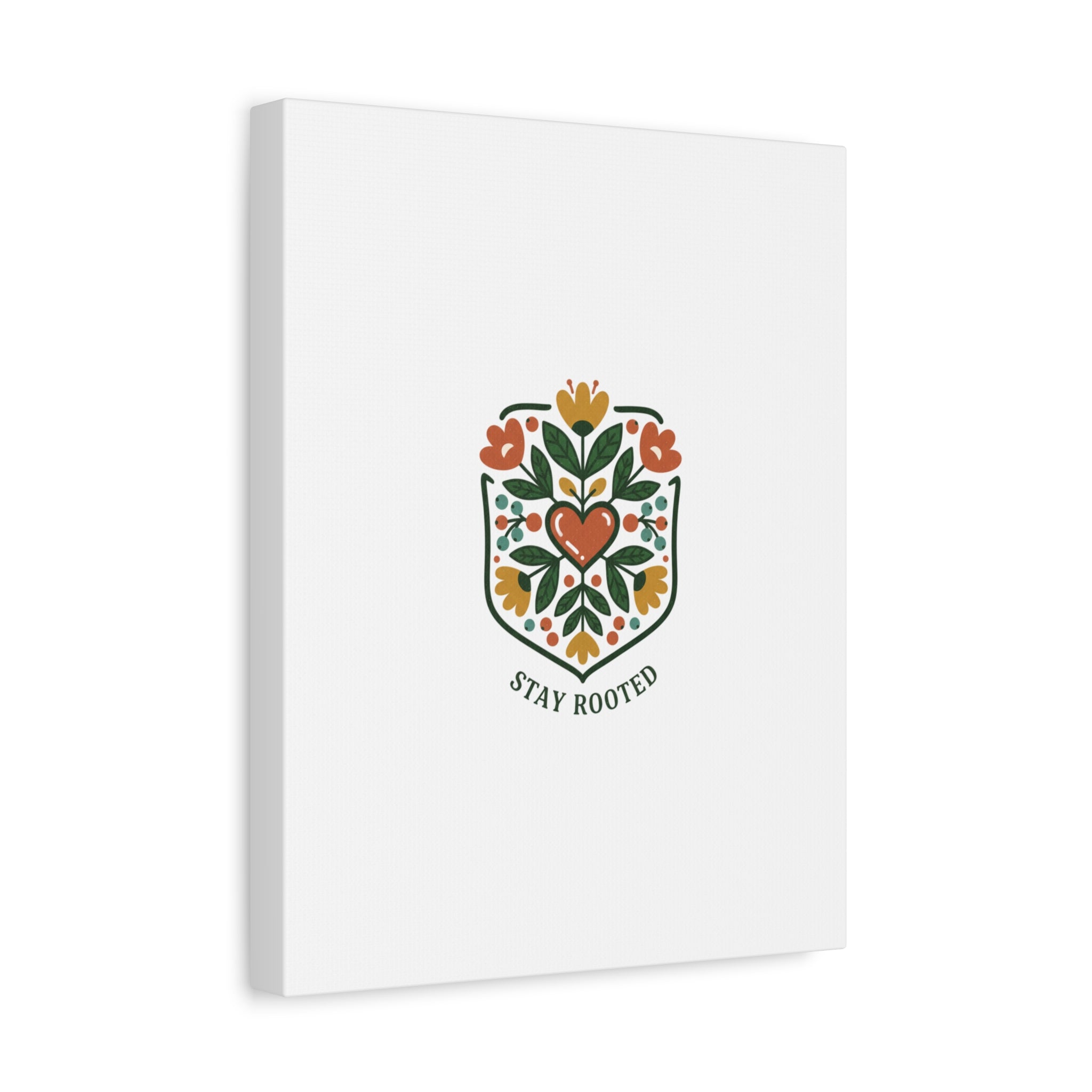 Stay Rooted Botanical Canvas — Hand-Drawn Folk Art Wall Print
