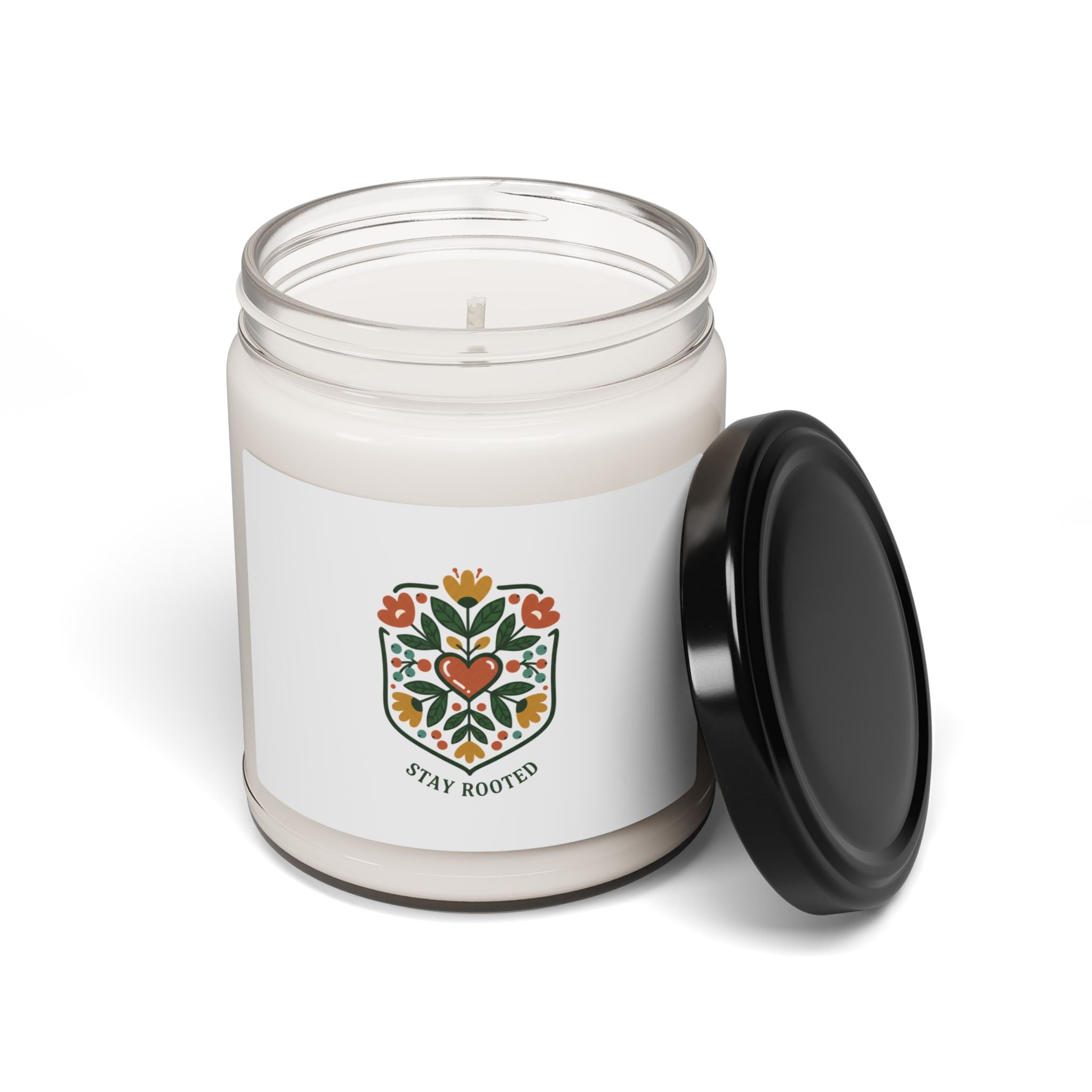 Hand-Drawn Folk Botanical Soy Candle | Stay Rooted 9oz