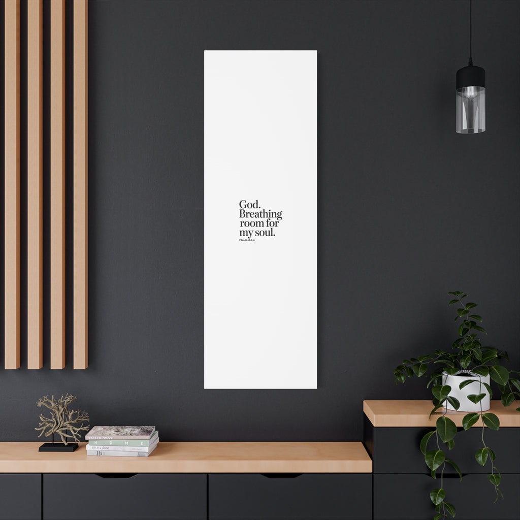 God breathing room for my soul Christian Canvas Wall Art — Minimal Heart Quote Stretched Matte Canvas