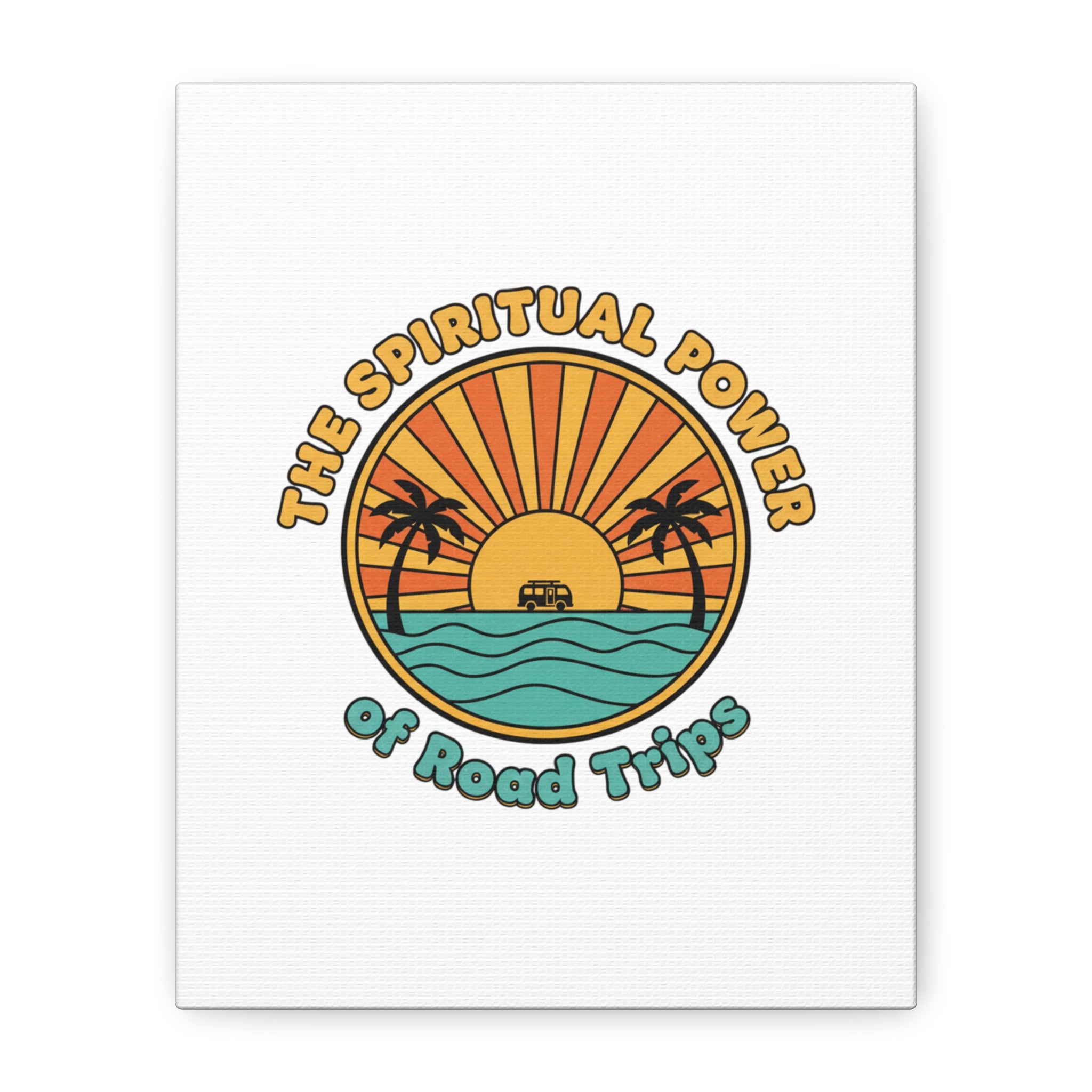 Spiritual Road Trips Canvas | 1970s Sunset Retro Palm Poster