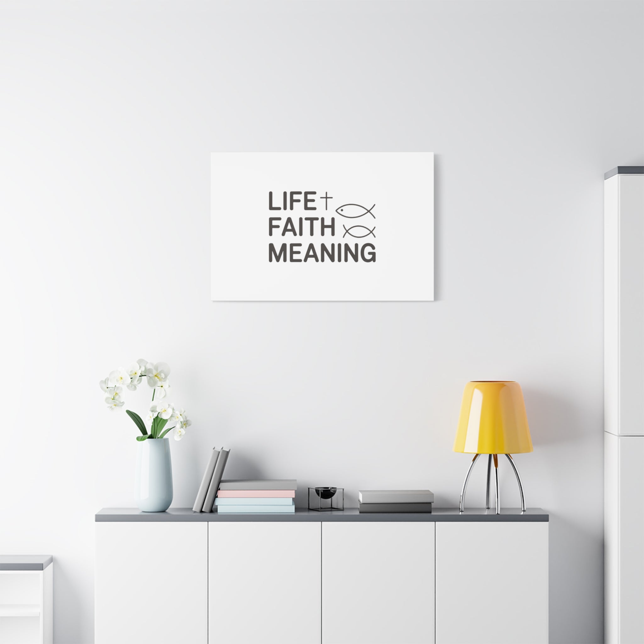 Faith Wall Canvas - "Life + Faith = Meaning" Minimal Christian Art