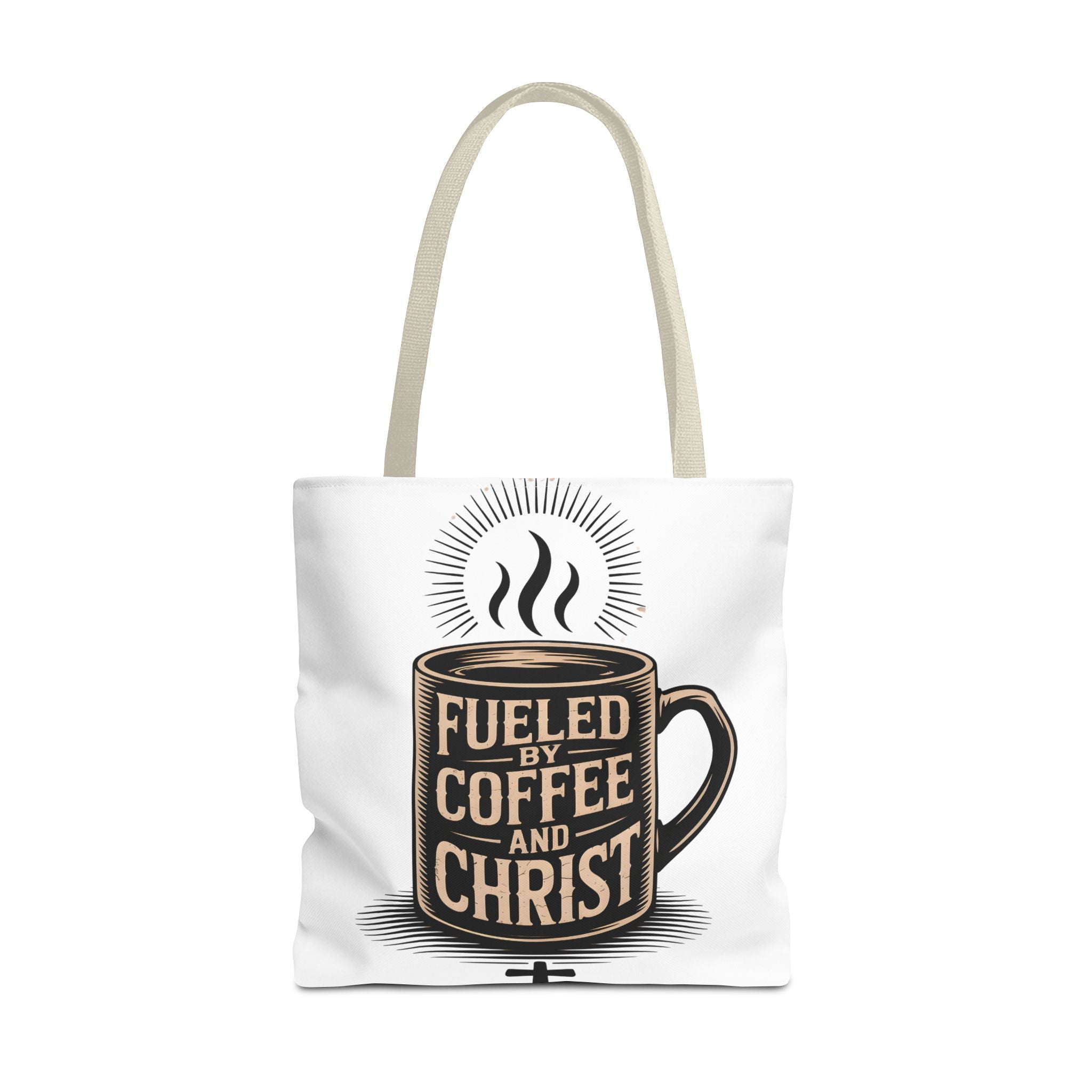Christian Coffee Tote Bag - "Fueled by Coffee and Christ" Canvas Grocery & Church Bag
