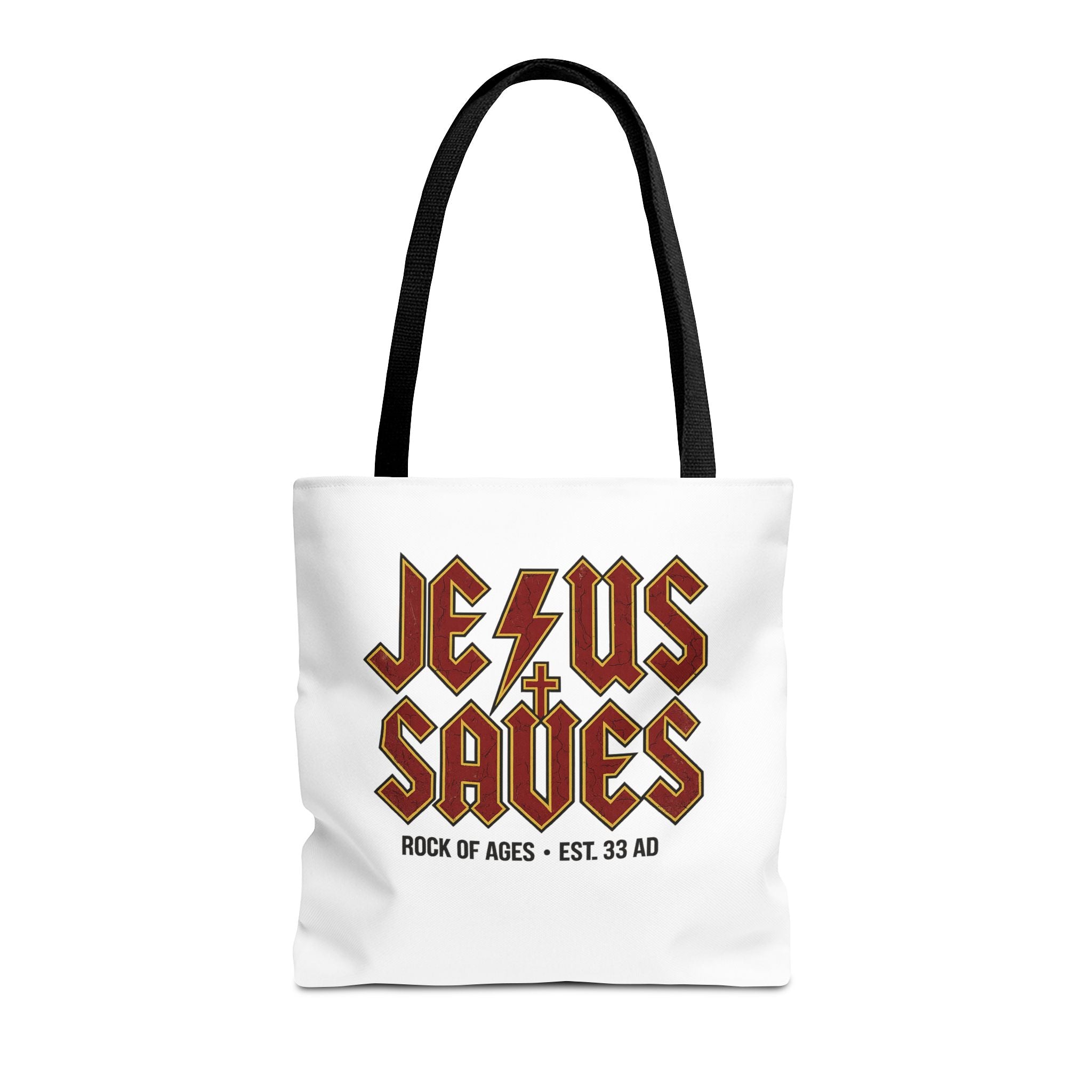 Jesus Saves Tote Bag — Rock of Ages Vintage Christian Tote