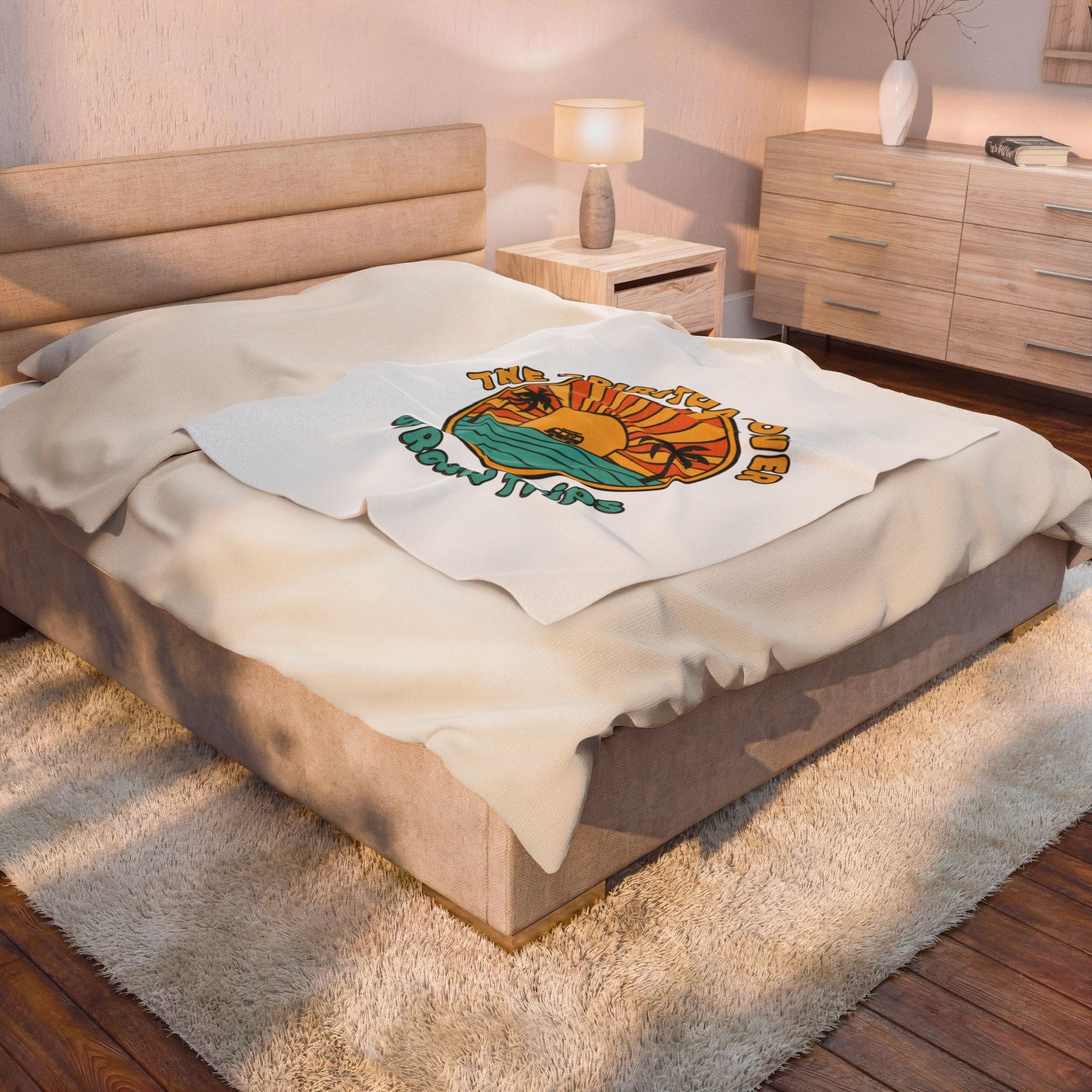 Spiritual Power of Road Trips Blanket | 1970s Sunset Retro Palm Throw