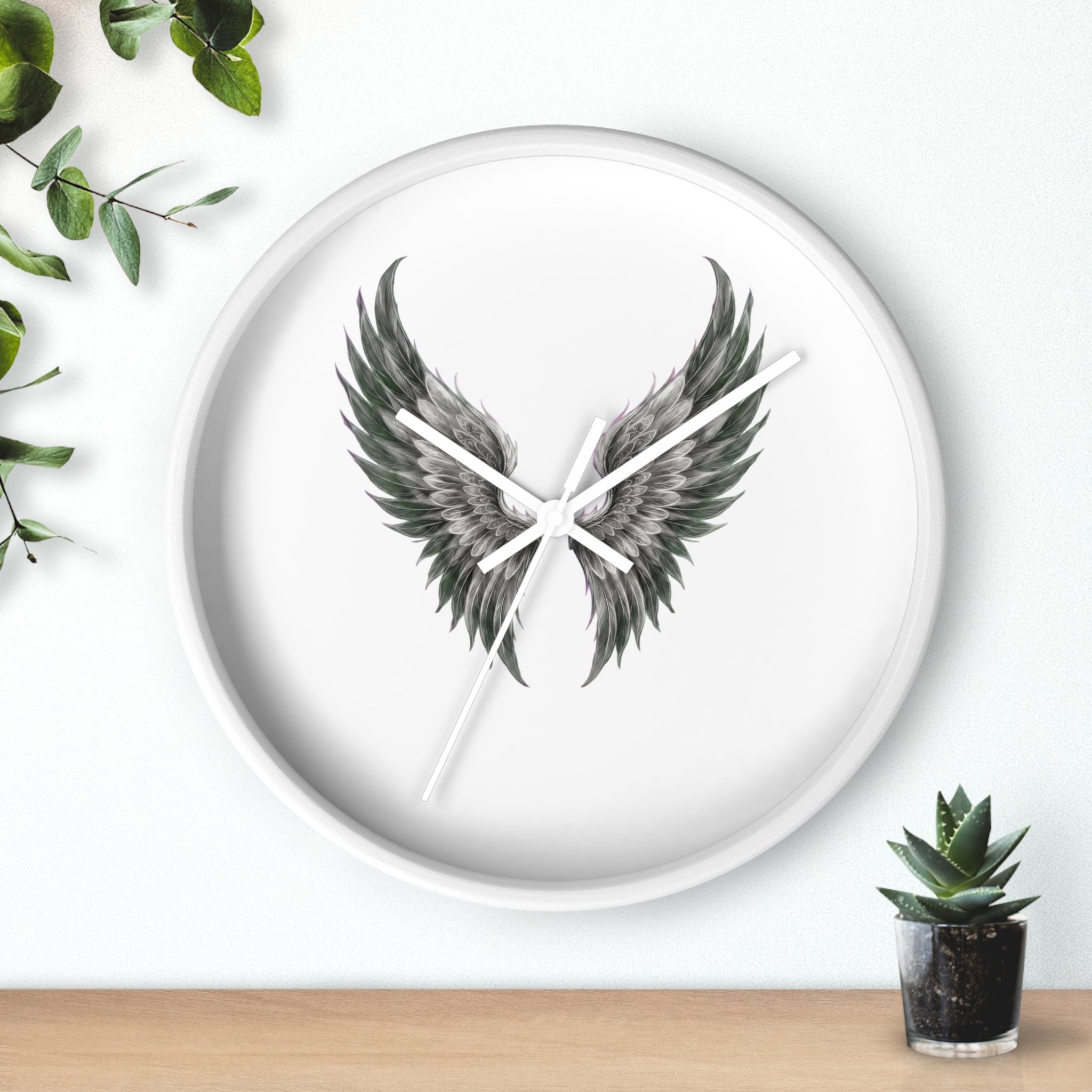 Angel Wings Wall Clock — Minimal Feathered Wing Timepiece