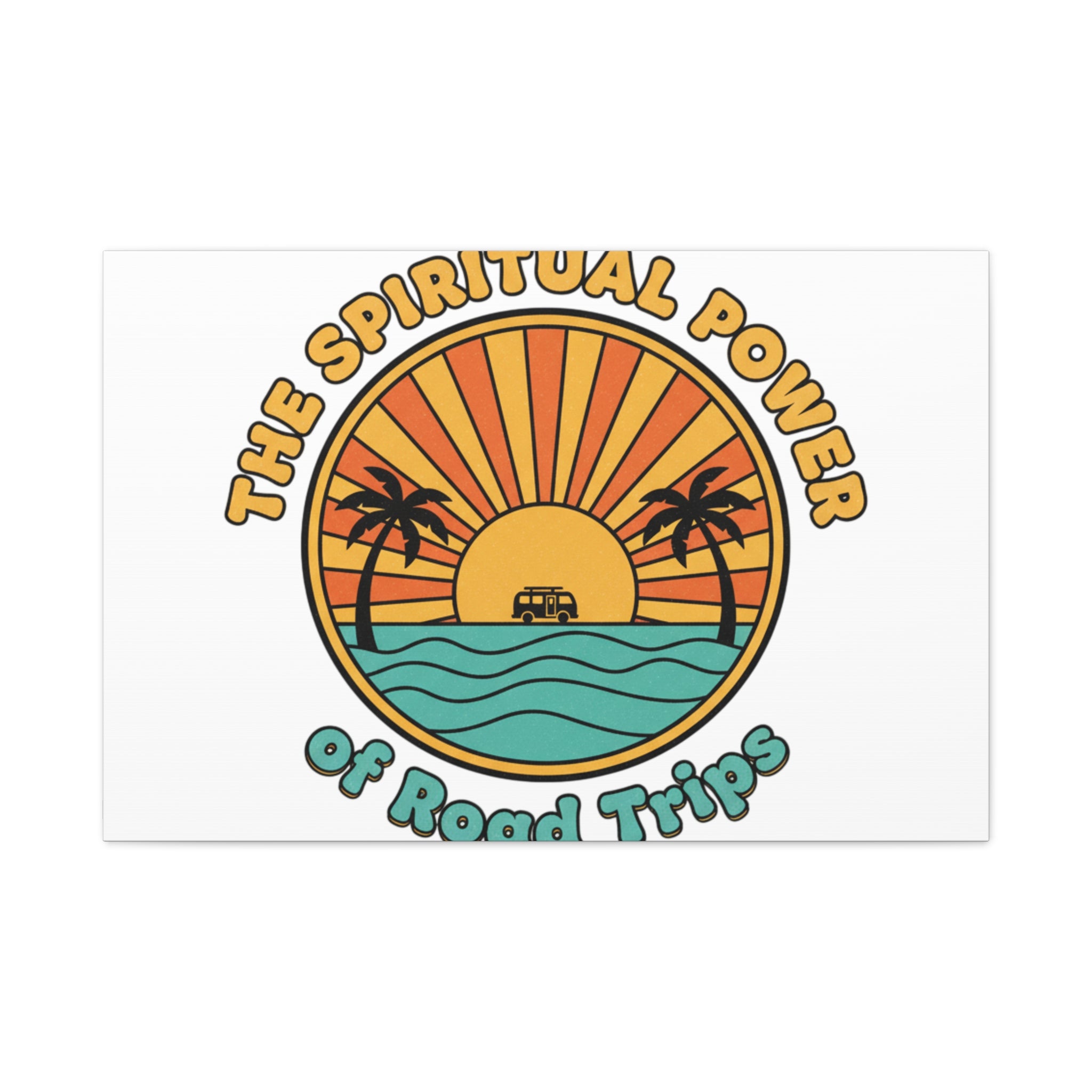 Spiritual Road Trips Canvas | 1970s Sunset Retro Palm Poster