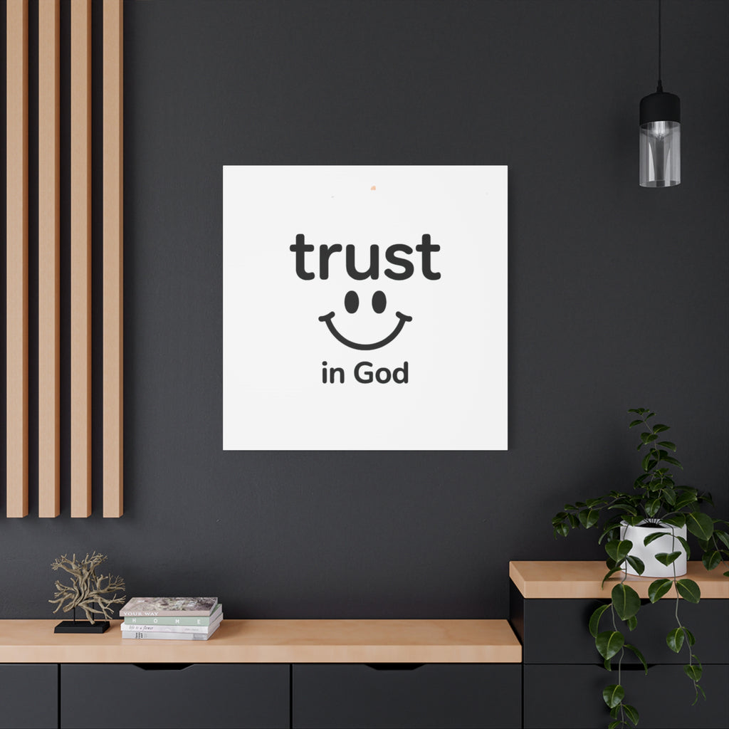 Trust in God Canvas Wall Art — Minimal Heart Quote Stretched Matte Canvas