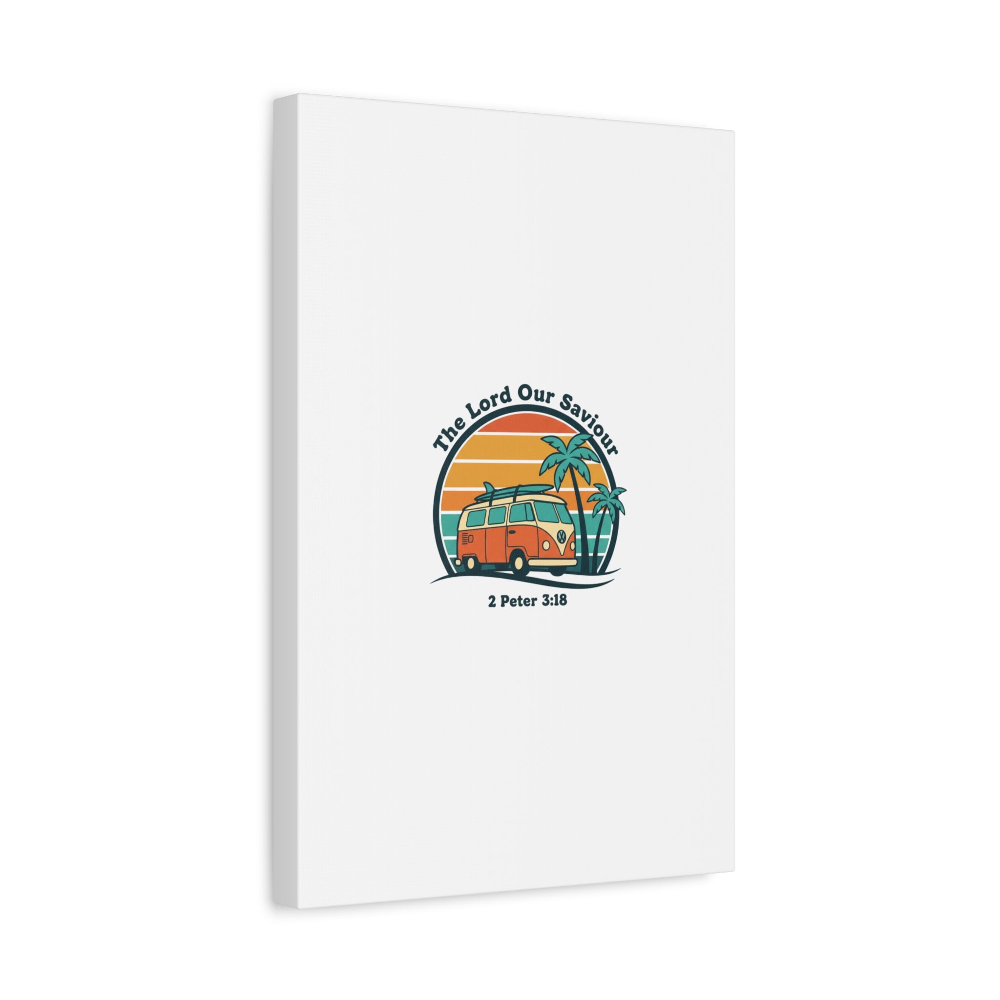 The Lord our Saviour, Retro Surf Sunset Canvas | 70s Van Palm Postcard, Analog Sunshine Aesthetic