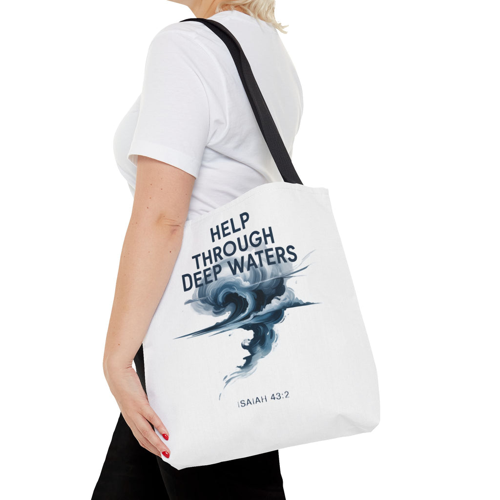 Tote — "Help Through Deep Waters" Inspirational Scripture Tote Bag (Isaiah 43:2)