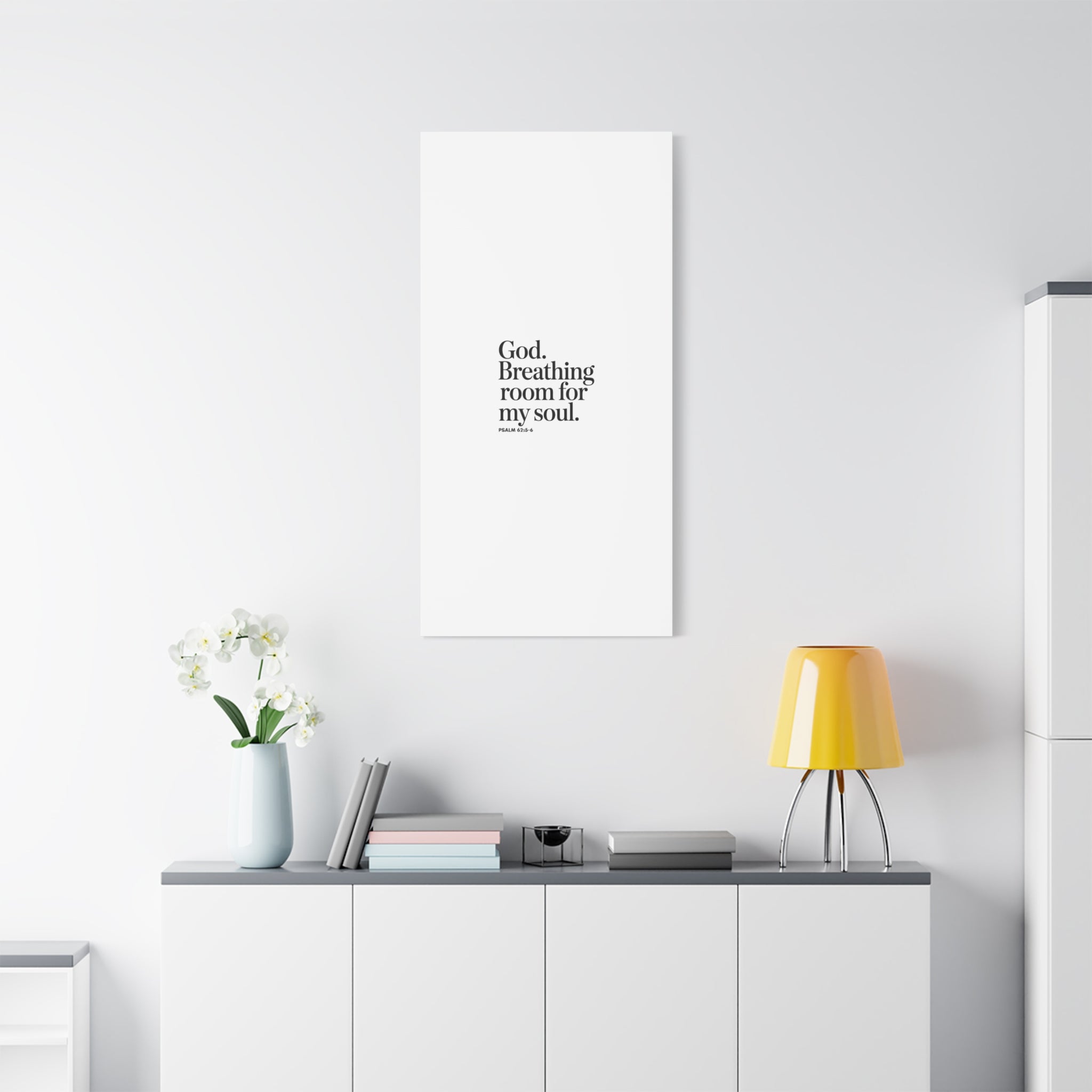 God breathing room for my soul Christian Canvas Wall Art — Minimal Heart Quote Stretched Matte Canvas
