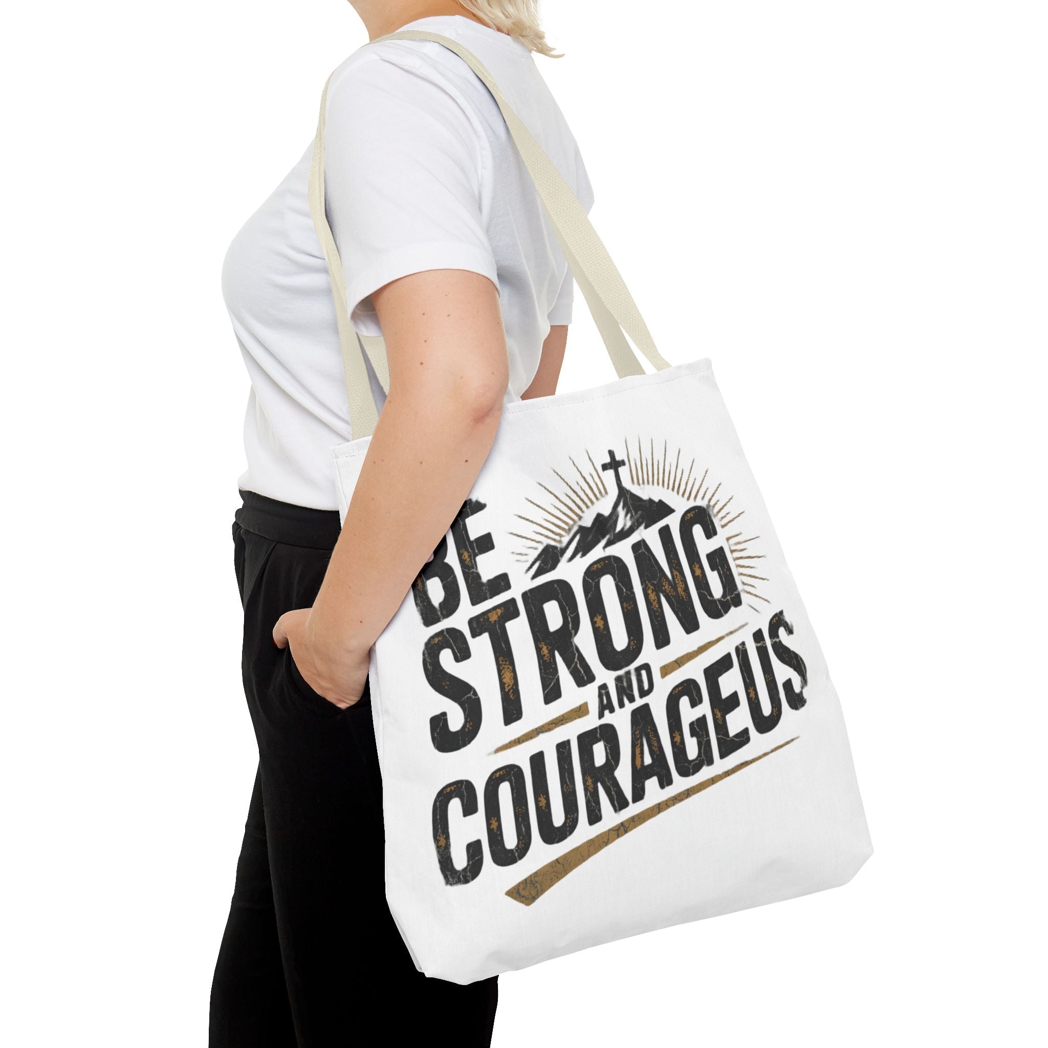 Tote — "Be Strong and Courageous" Inspirational Scripture Tote Bag
