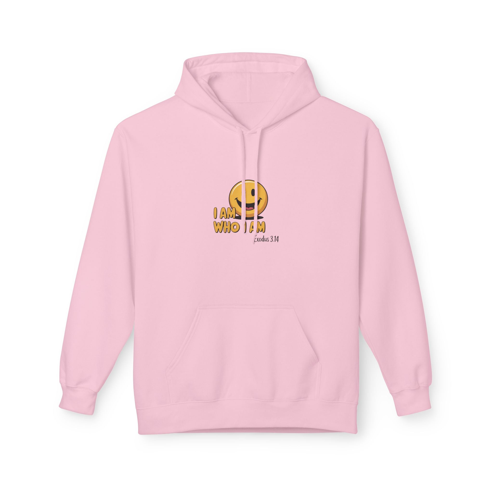 Hoodie — "I Am Who I Am" Smiley Christian Faith Graphic Hoodie