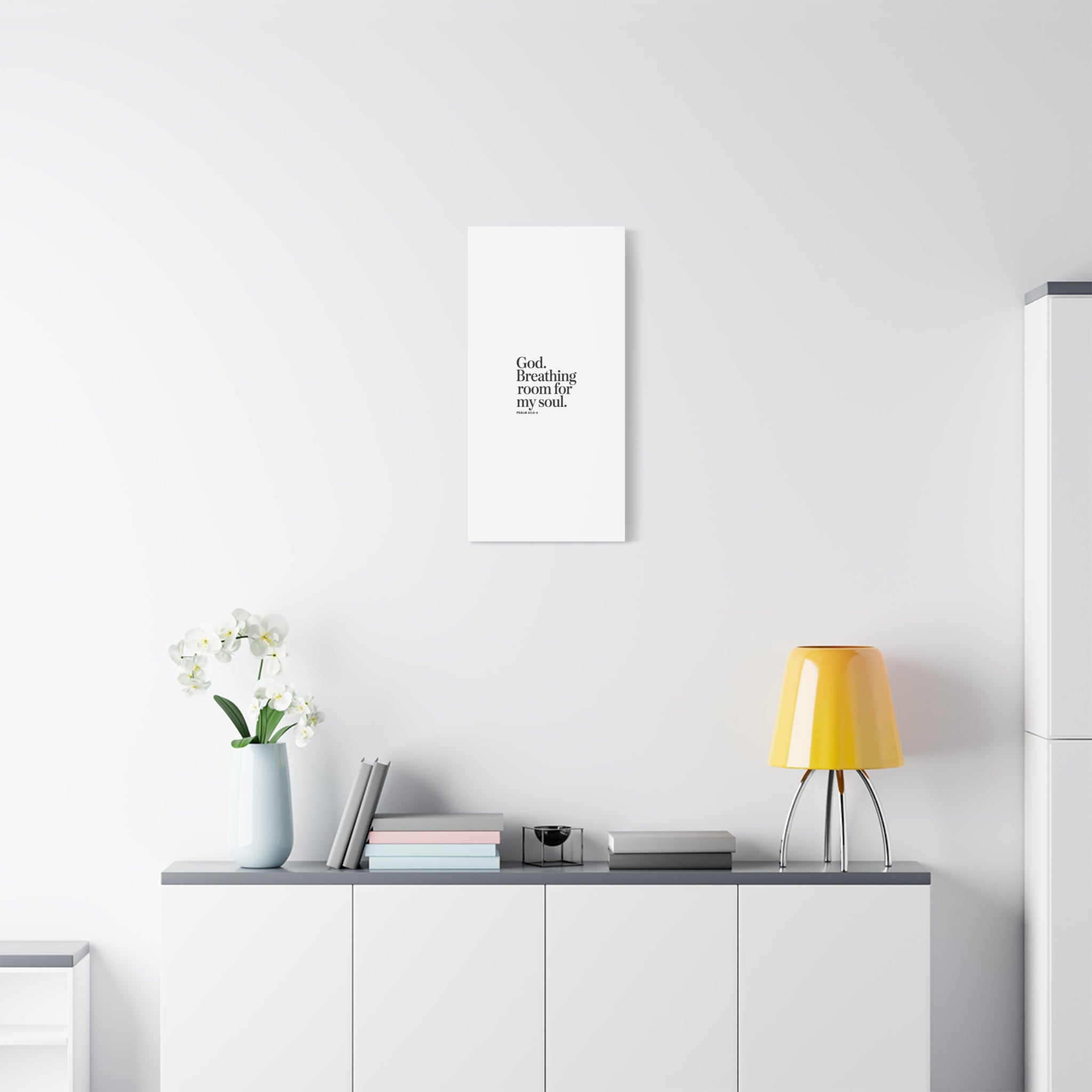God breathing room for my soul Christian Canvas Wall Art — Minimal Heart Quote Stretched Matte Canvas