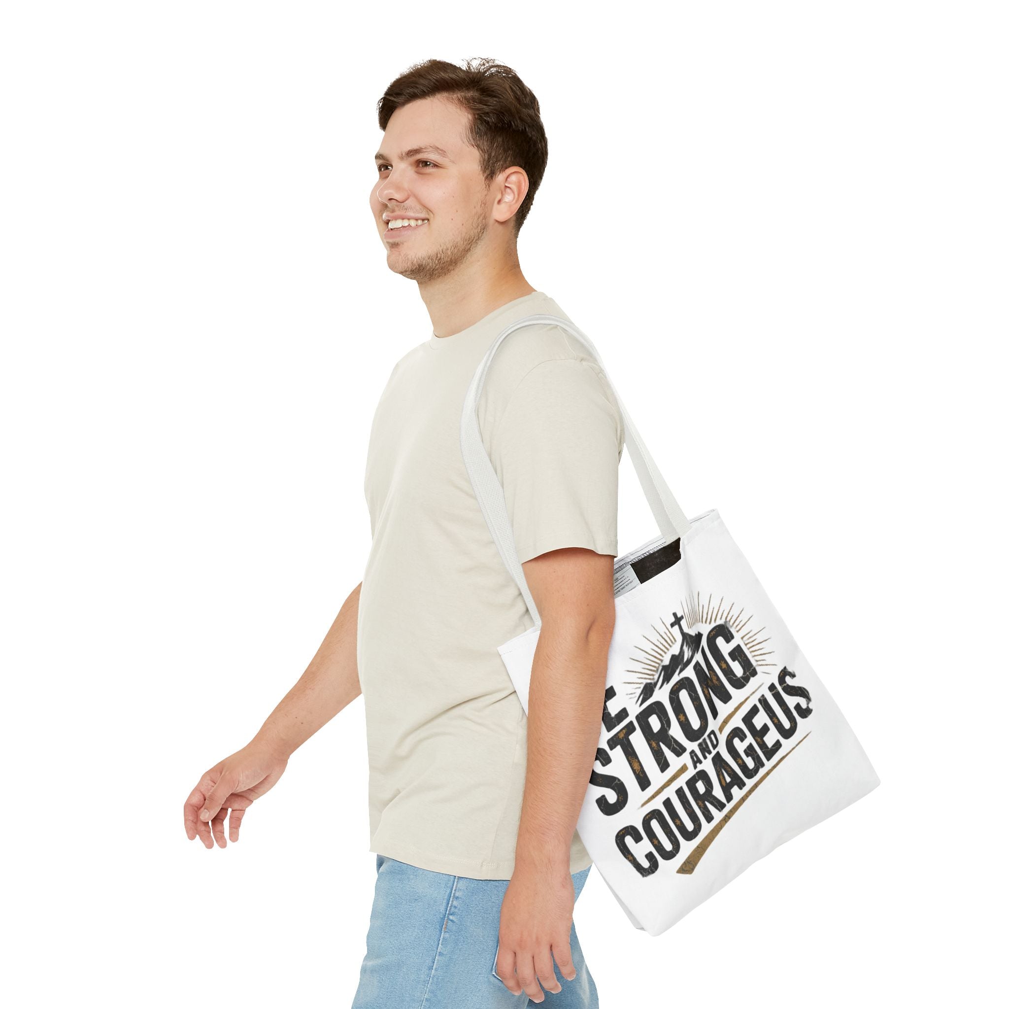 Tote — "Be Strong and Courageous" Inspirational Scripture Tote Bag