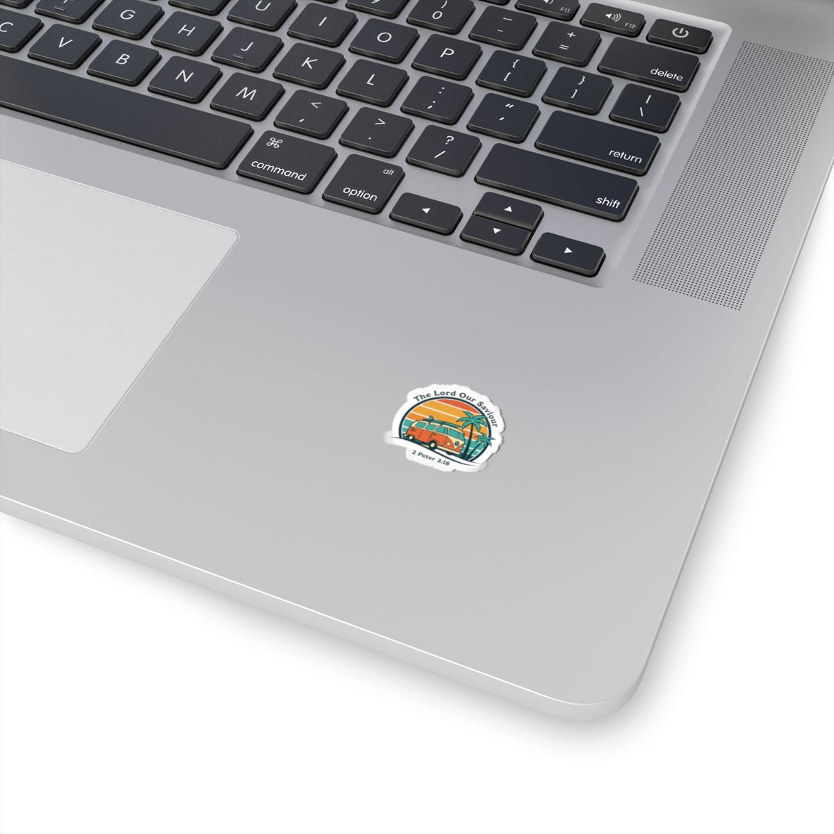 The Lord our Saviour, Vintage VW Camper Sunset Sticker | 70s Retro Palm, Golden Hour Decal