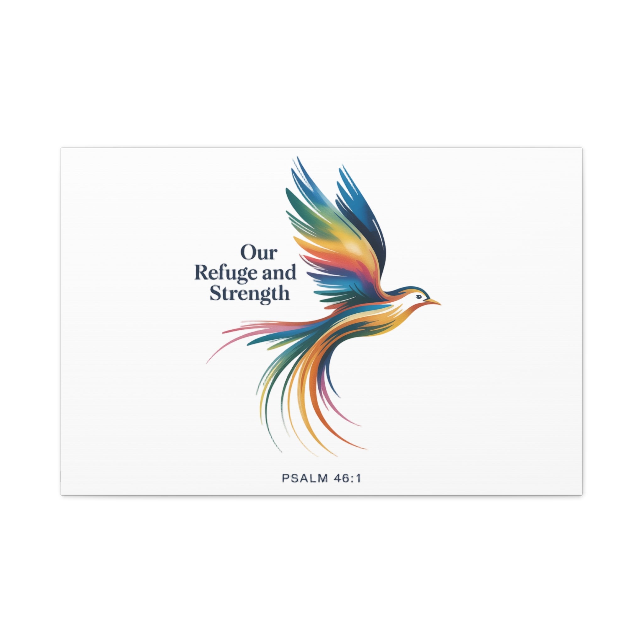 Matte Canvas Bird Wall Art — "Our Refuge & Strength" Psalm Quote