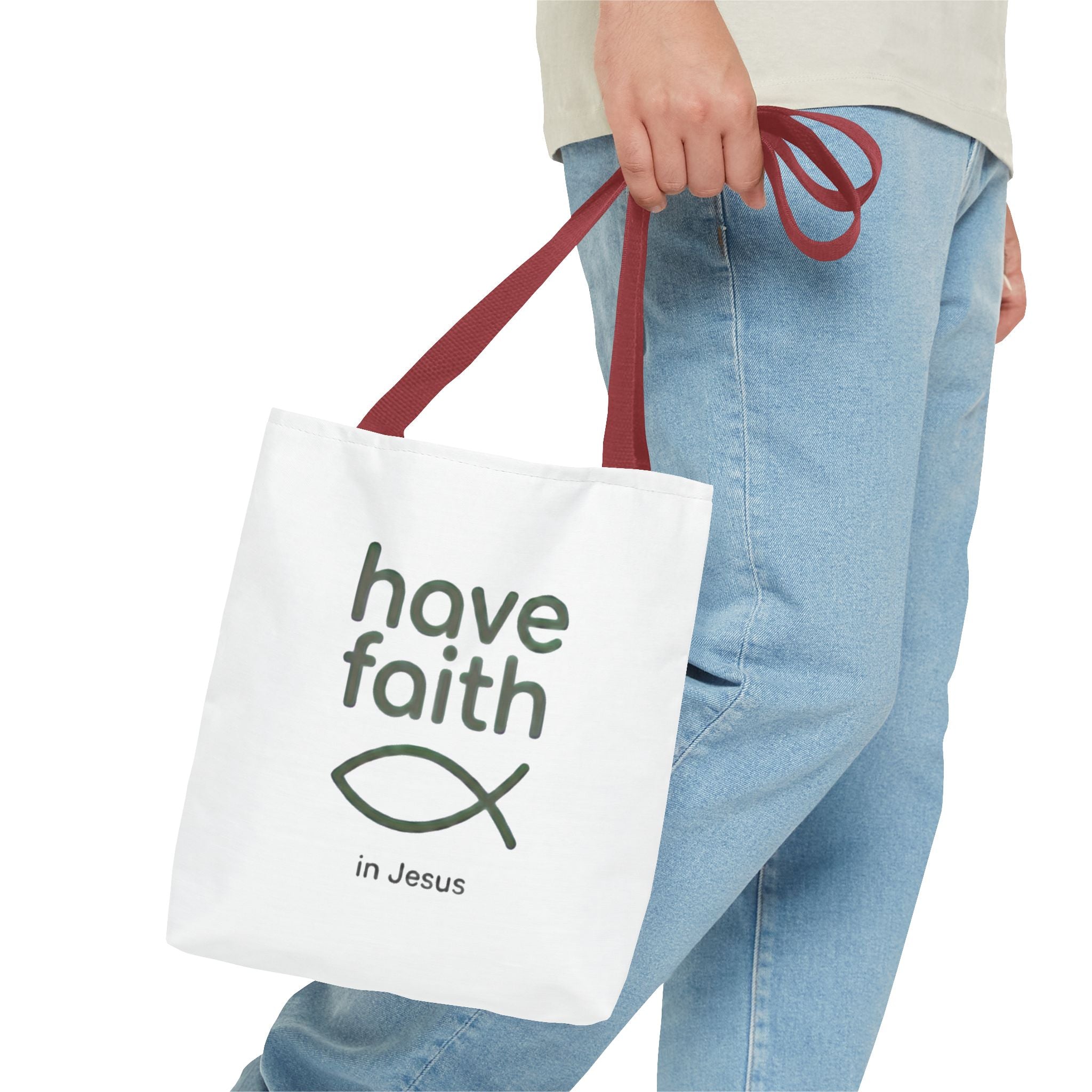 Have Faith in Jesus Tote Bag — Christian Fish Symbol Canvas Tote