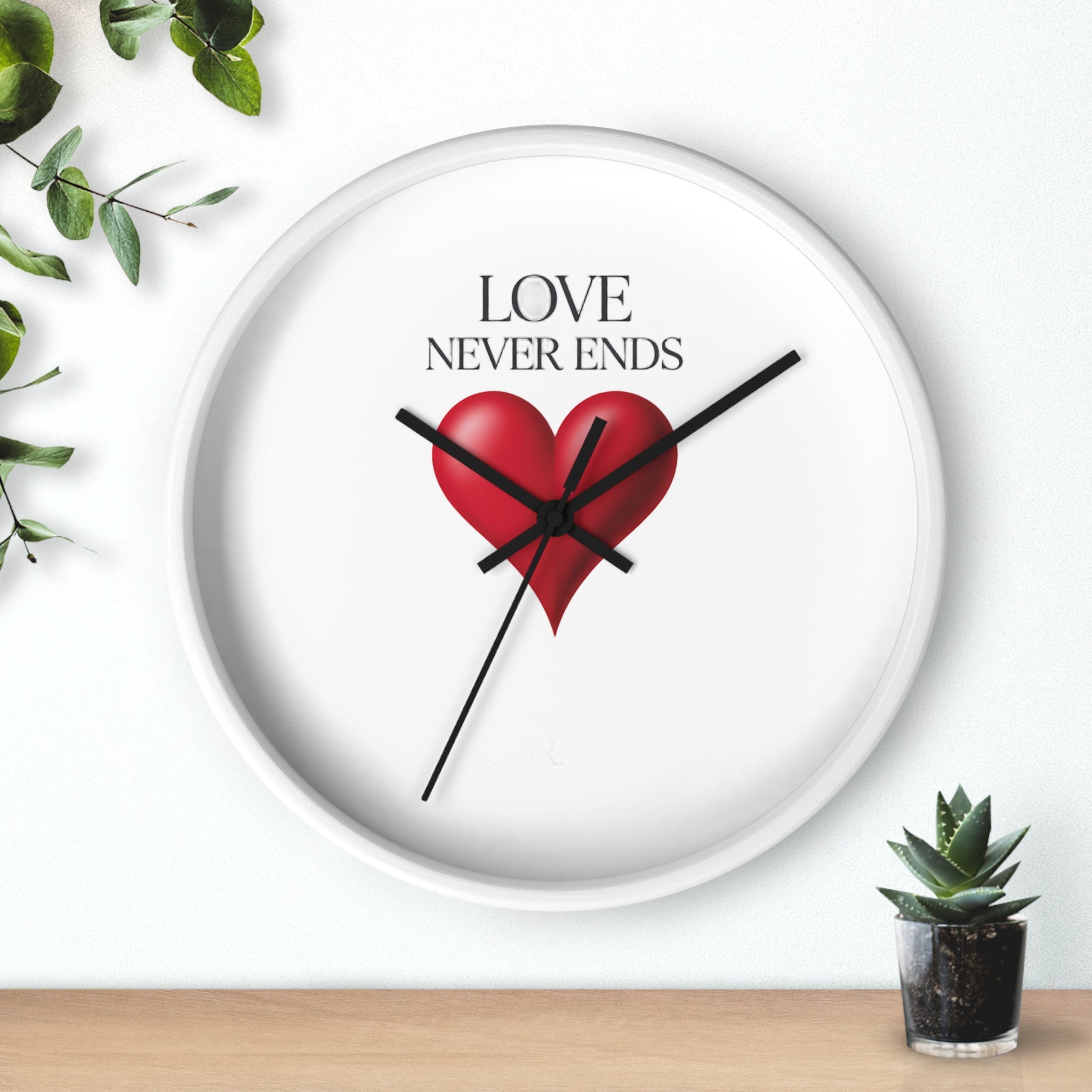 Wall Clock — "Love Never Ends" Heart Decorative Wall Clock | Romantic Home Decor, Valentine’s Day Gift