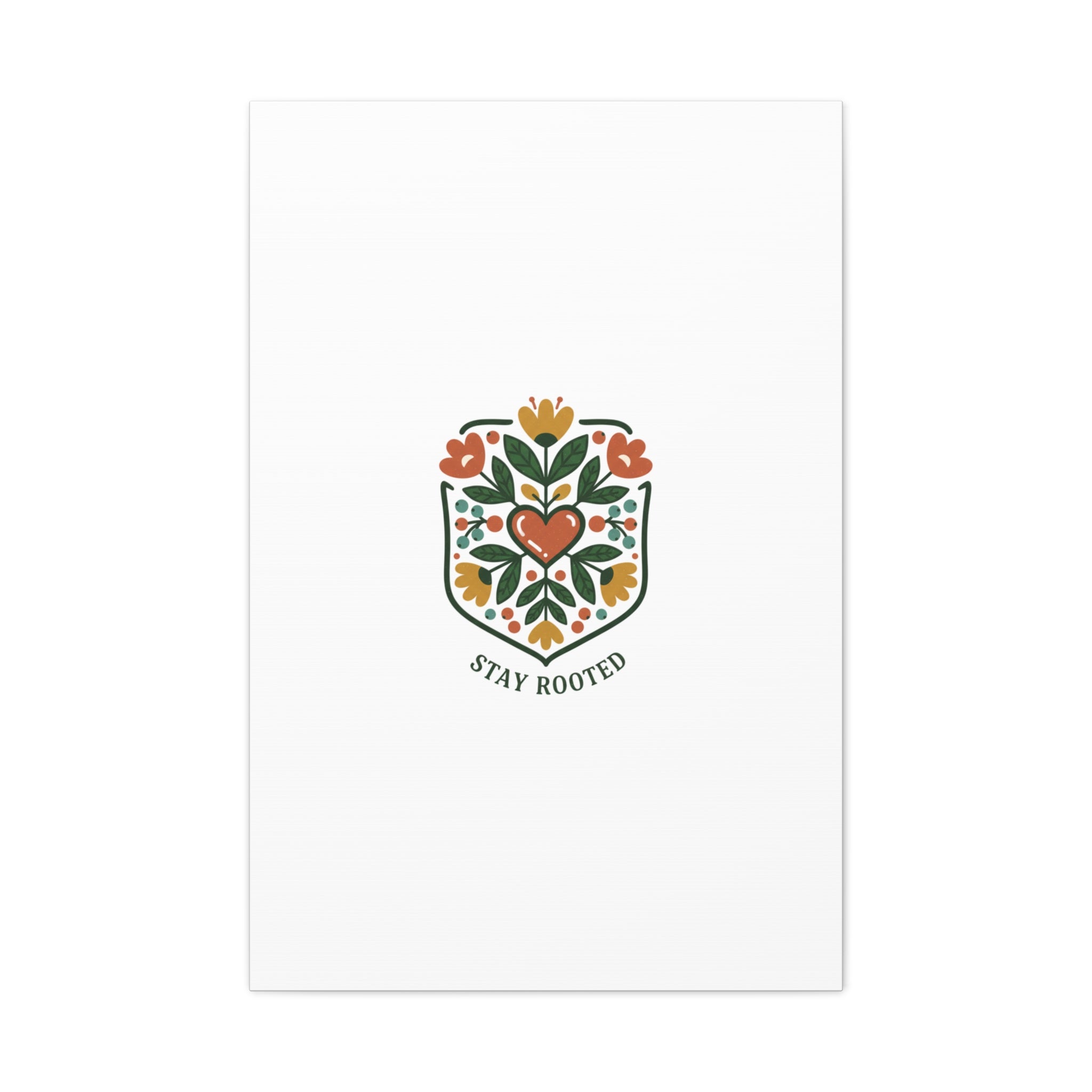 Stay Rooted Botanical Canvas — Hand-Drawn Folk Art Wall Print