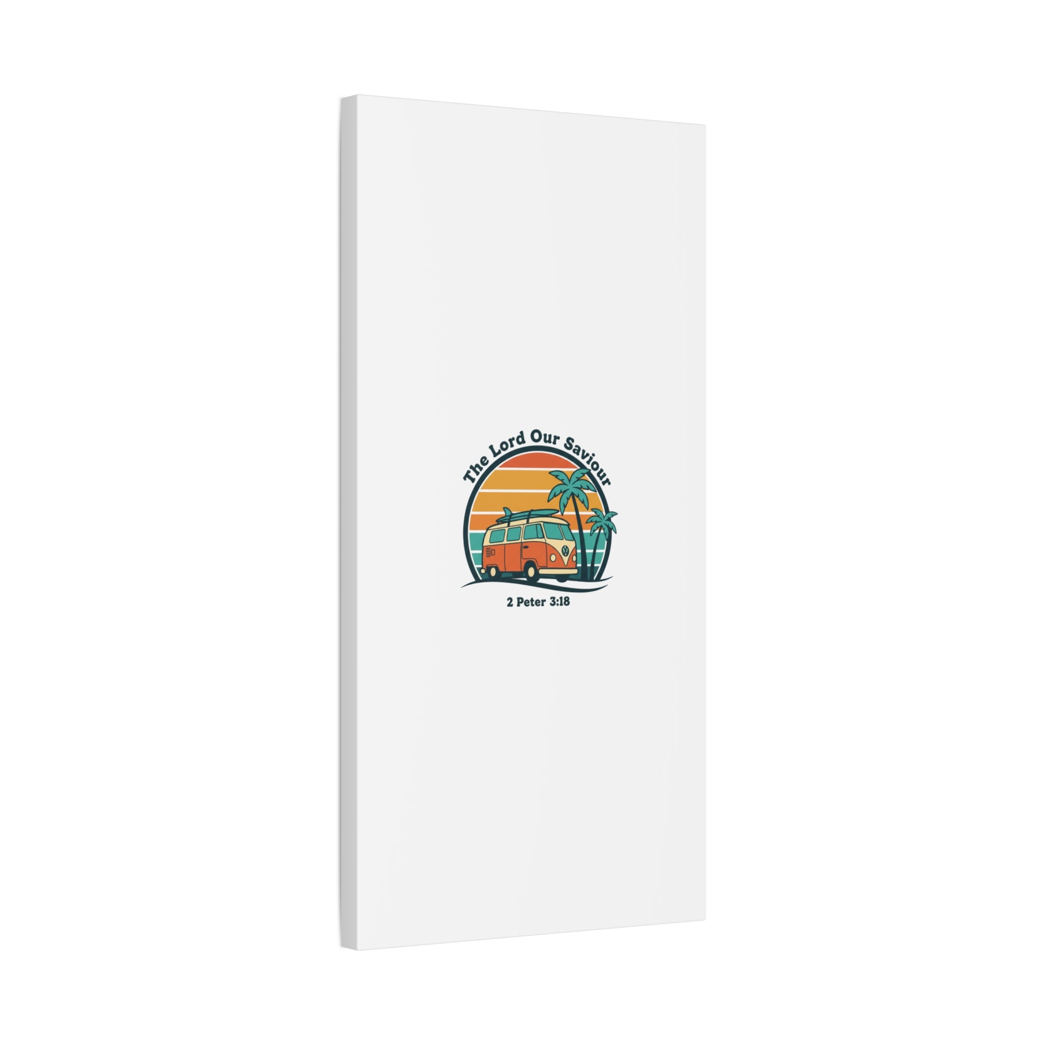 The Lord our Saviour, Retro Surf Sunset Canvas | 70s Van Palm Postcard, Analog Sunshine Aesthetic
