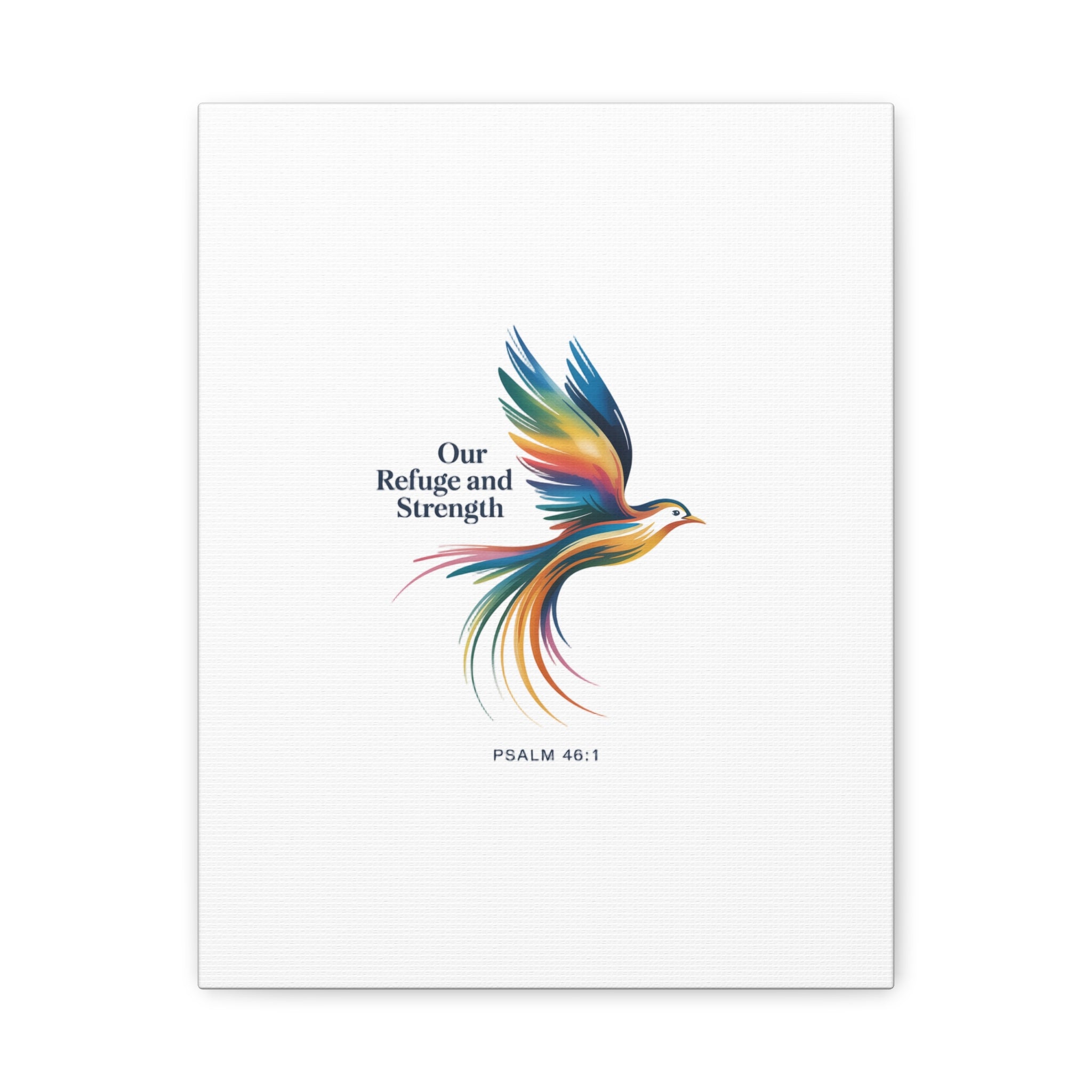 Matte Canvas Bird Wall Art — "Our Refuge & Strength" Psalm Quote
