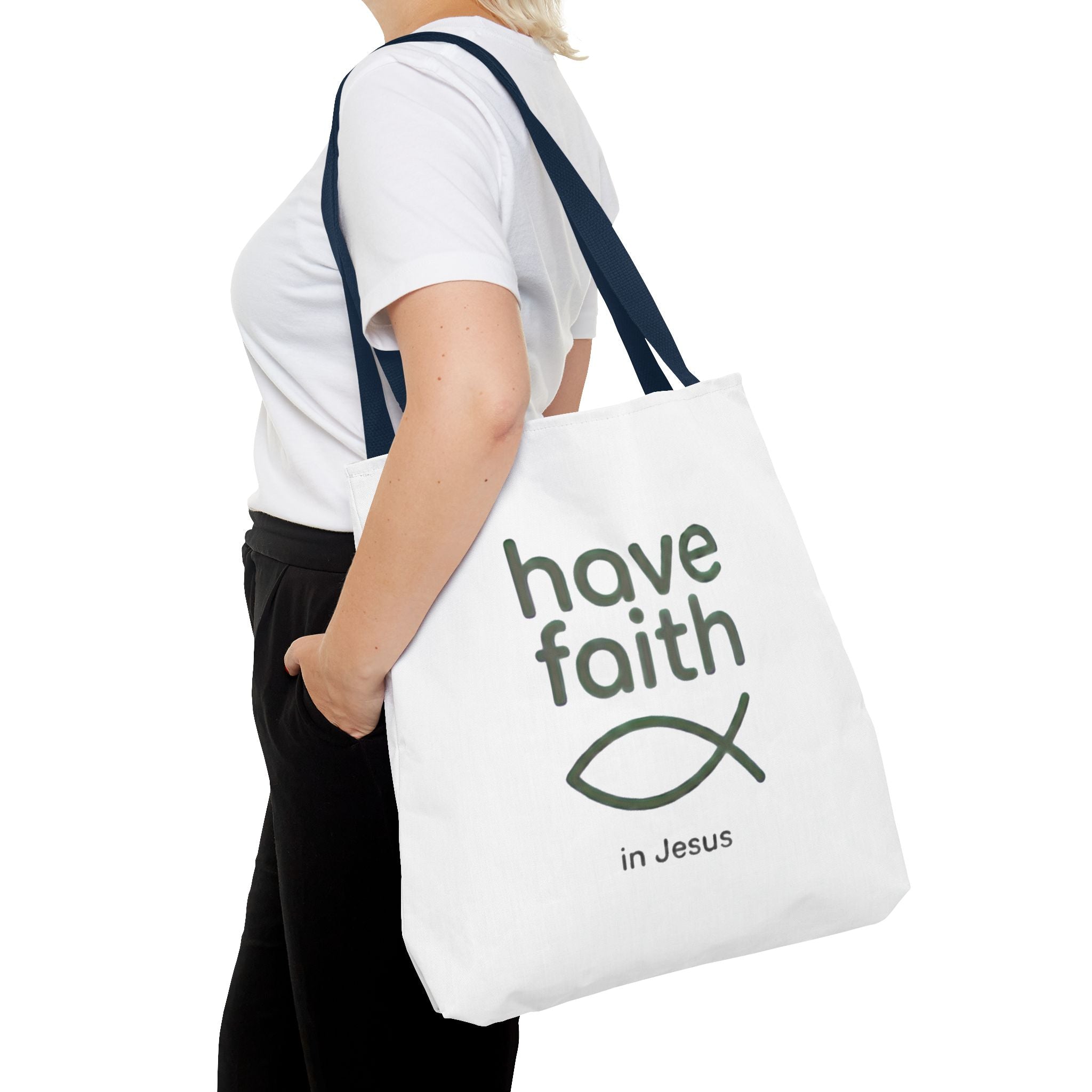 Have Faith in Jesus Tote Bag — Christian Fish Symbol Canvas Tote
