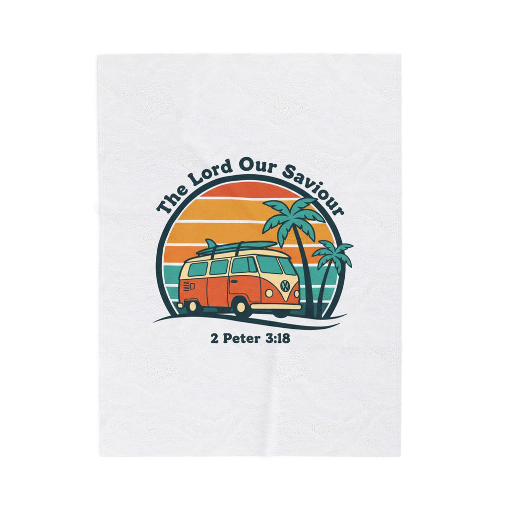 The Lord our Saviour Retro Sunset Van Blanket | 1970s Analog Sunshine, Vintage Palm Golden Hour