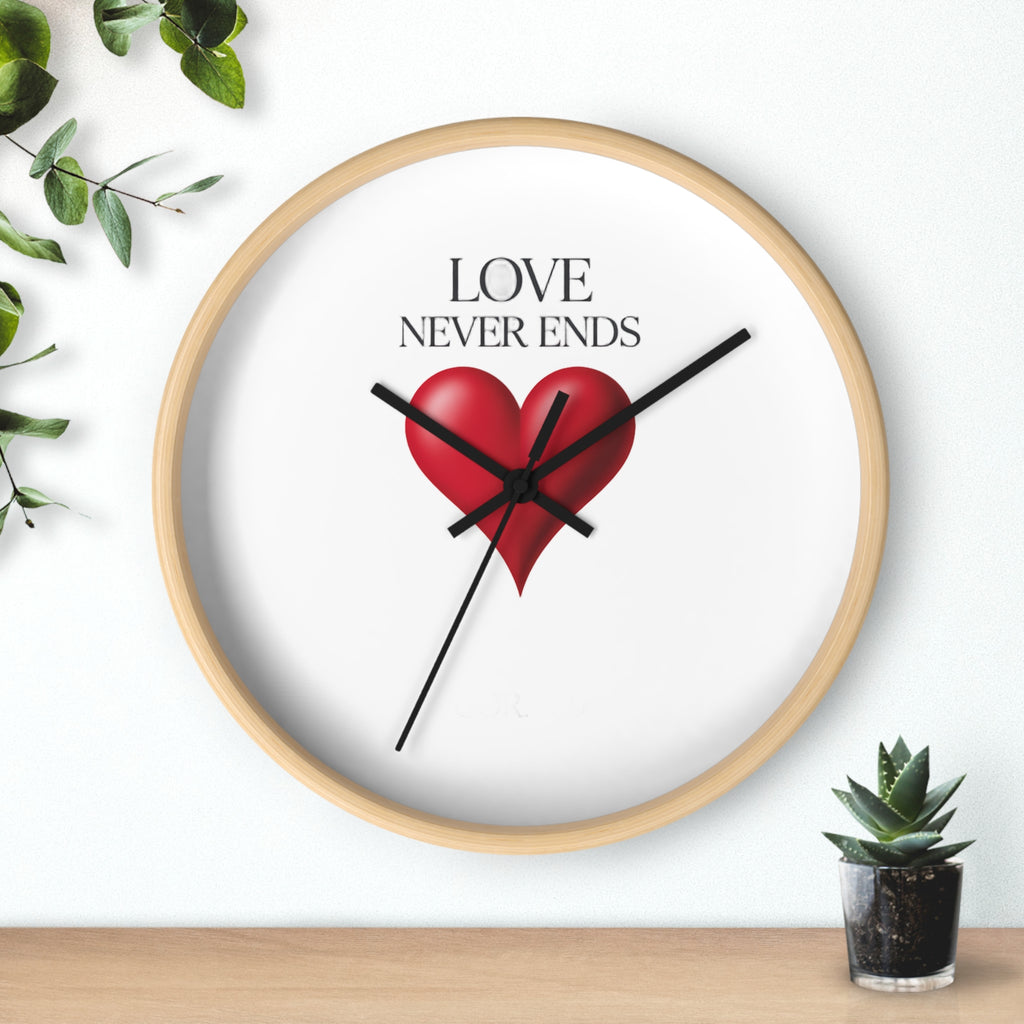 Wall Clock — "Love Never Ends" Heart Decorative Wall Clock | Romantic Home Decor, Valentine’s Day Gift